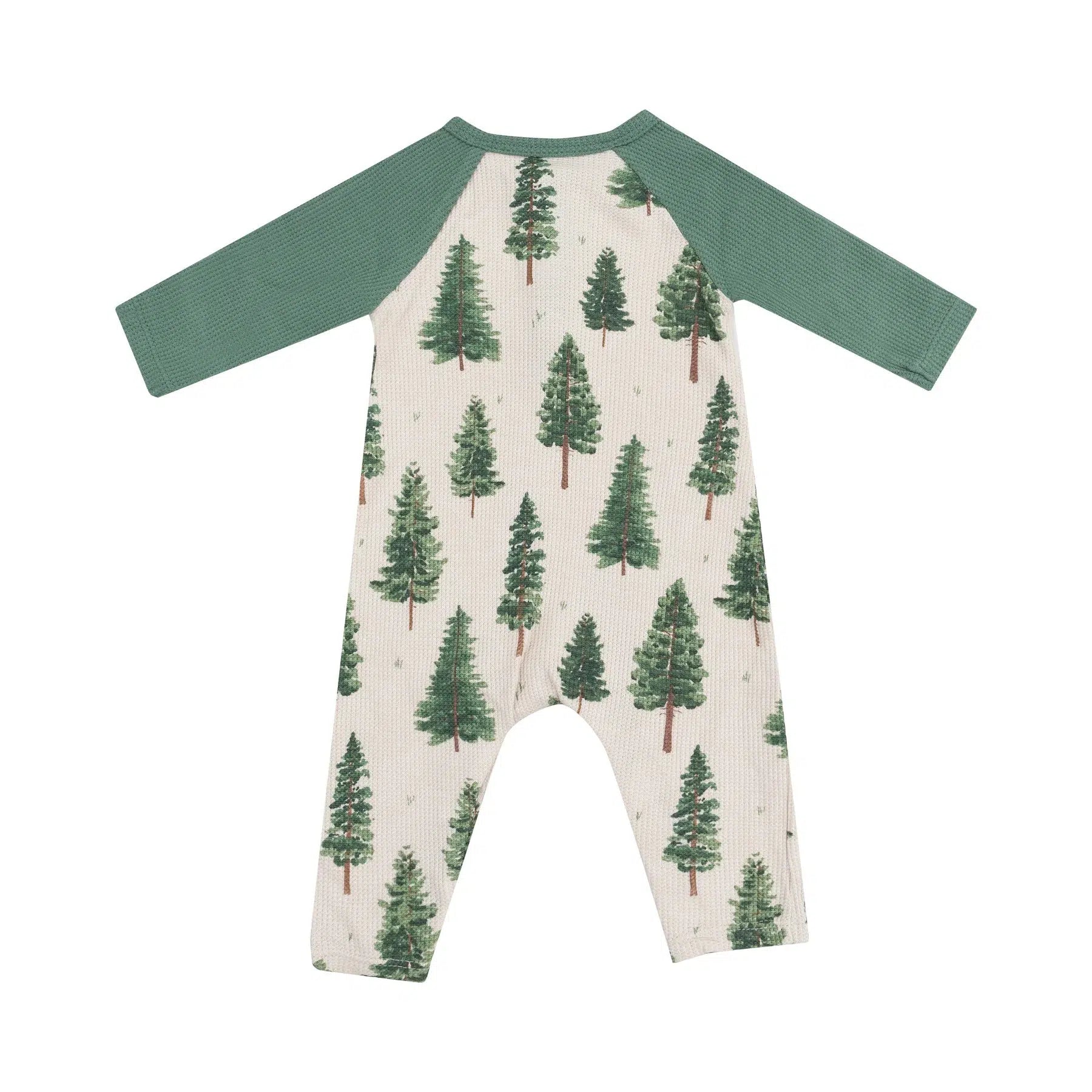 Angel Dear Ribbed Raglan Romper - Soft Baby One-Piece Outfit with Forest Trees Print | Perfect for Newborn Photoshoots, Playdates & Cozy Nursery Time