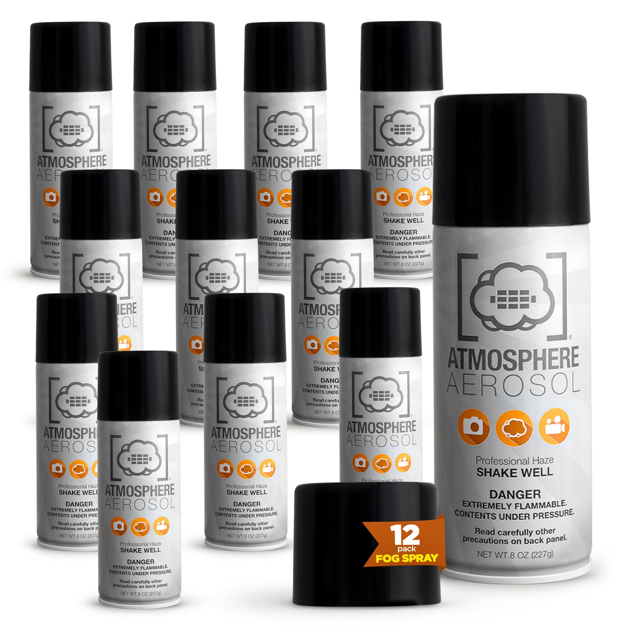12 Pack Atmosphere Aerosol Haze Fog Spray for Photography - Safe Portable Mini Fog Machine Alternative - Smoke & Light Effect Maker for Parties, Concerts, Photo Shoots - Indoor/Outdoor Use - Made in USA