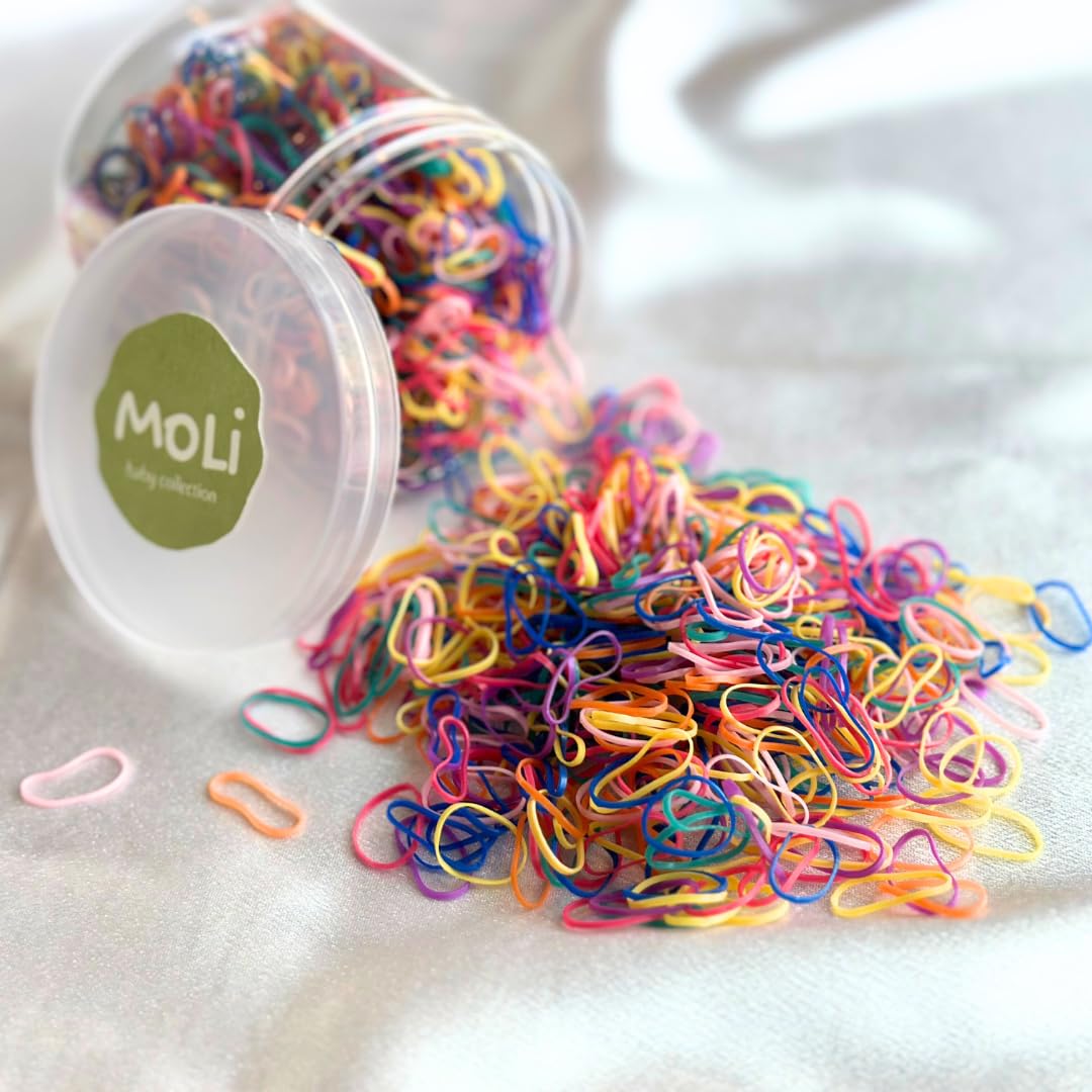 Soft Baby Hair Elastics 1500pcs - Gentle Thin Rubber Bands for Toddler Girls (Rainbow Colors) - Perfect for Daily Hairstyles & Accessories
