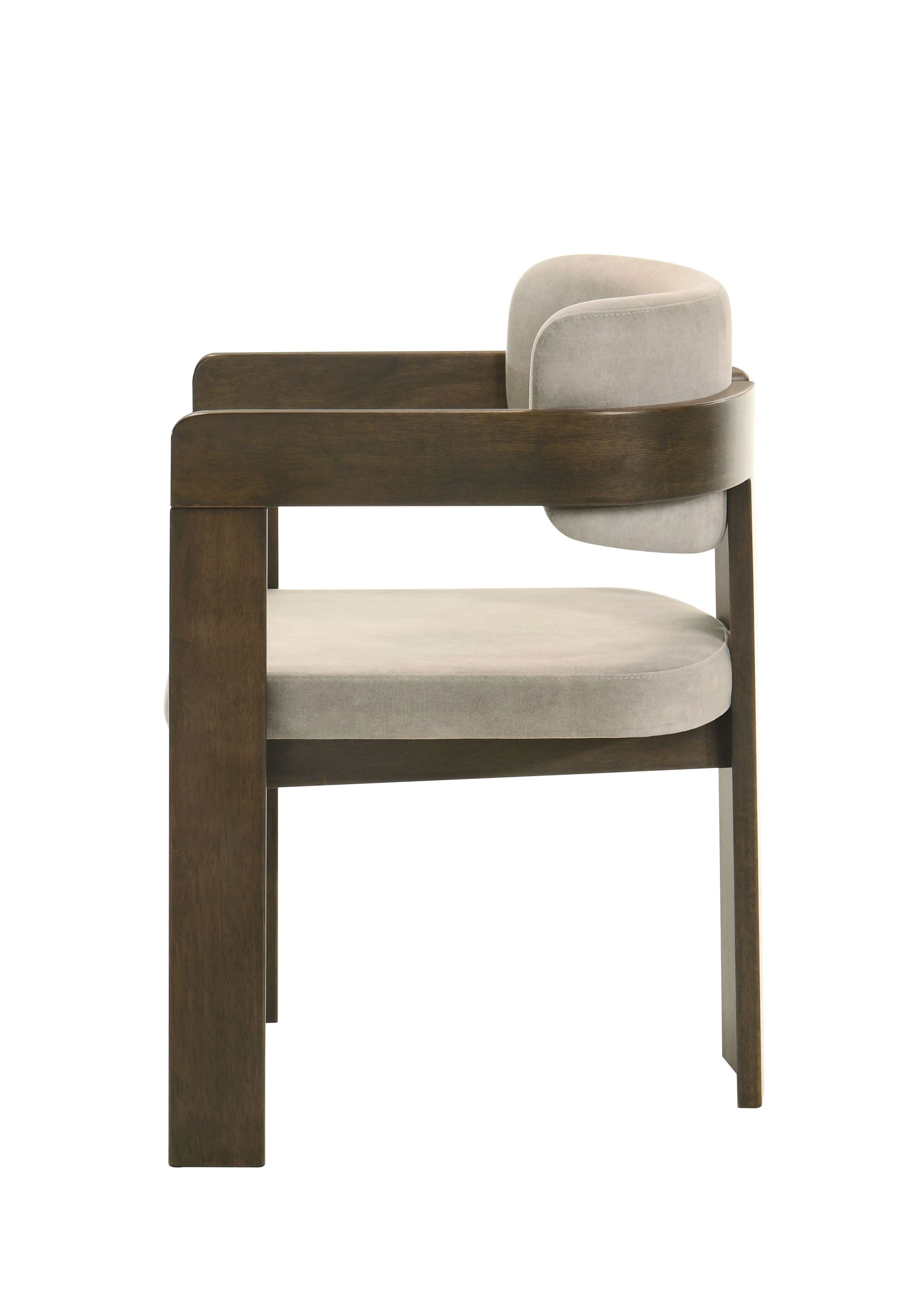 Destin Light Gray Polished Microfiber & Walnut Finish Side Chair - Modern Dining Room Accent Chair for Kitchen, Office, and Living Room