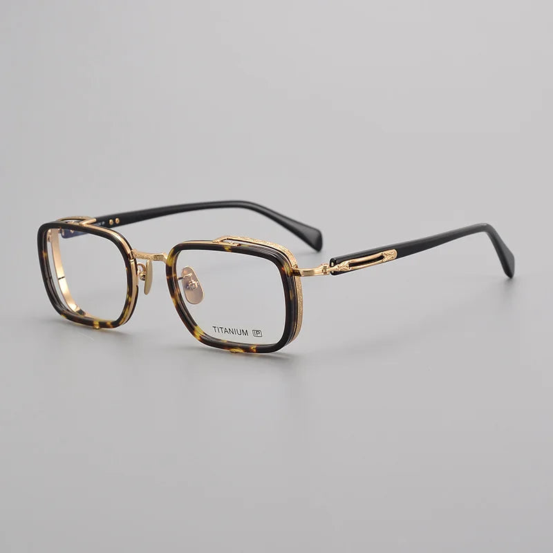 Stylish Black Square Titanium Acetate Eyeglasses for Women - Lightweight Full Rim Glasses Frame 41055 - Perfect for Office, Reading & Fashion Accessories
