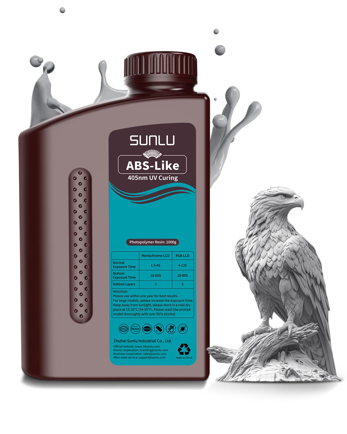 SUNLU 1000G ABS-Like 3D Printer Resin - High Precision, Low Shrinkage for LCD/DLP/SLA Printers - Ideal for Detailed Prototypes & Miniatures