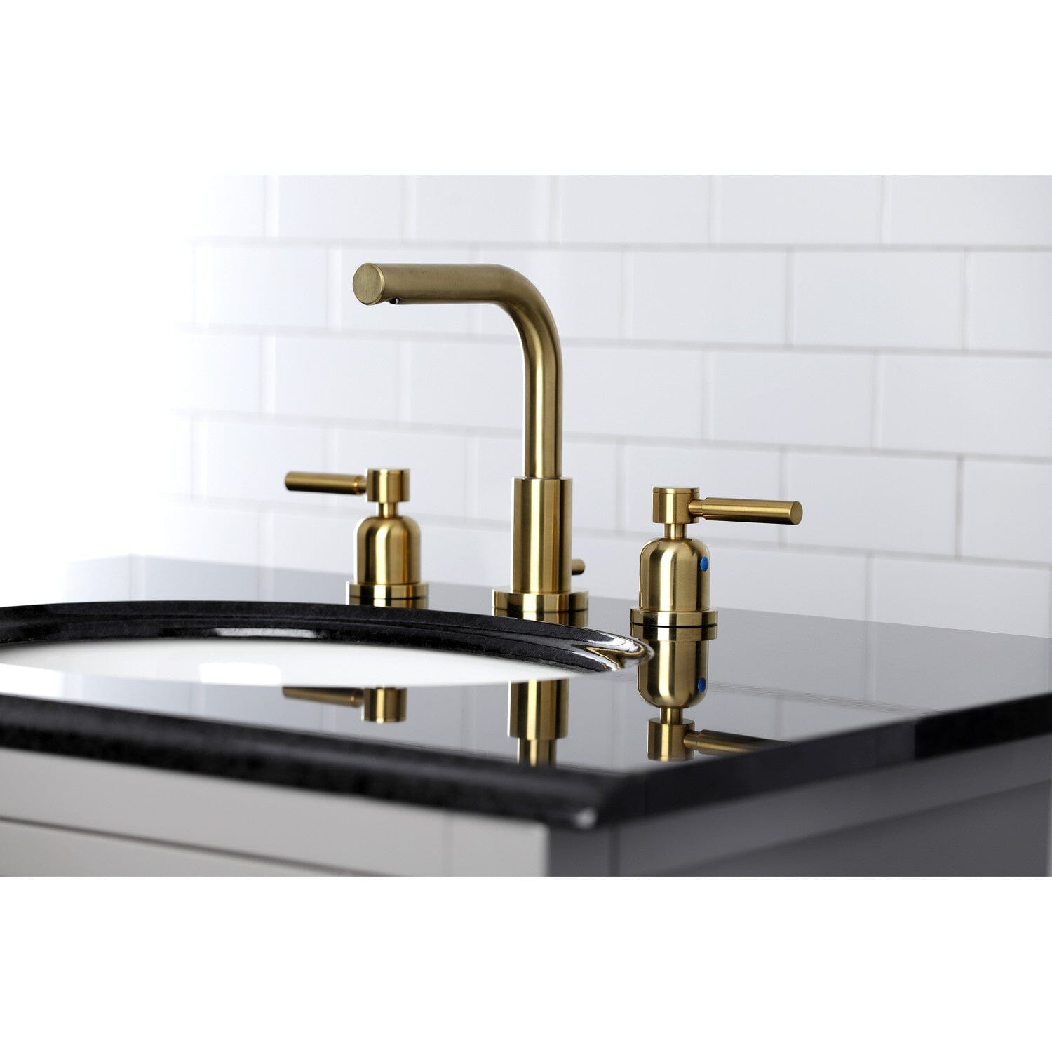 Concord 3-Hole Widespread Bathroom Sink Faucet with Brass Pop-Up Drain - Two Handle Deck Mount for Vanity & Powder Room (Perfect for Modern Bathroom Renovations)