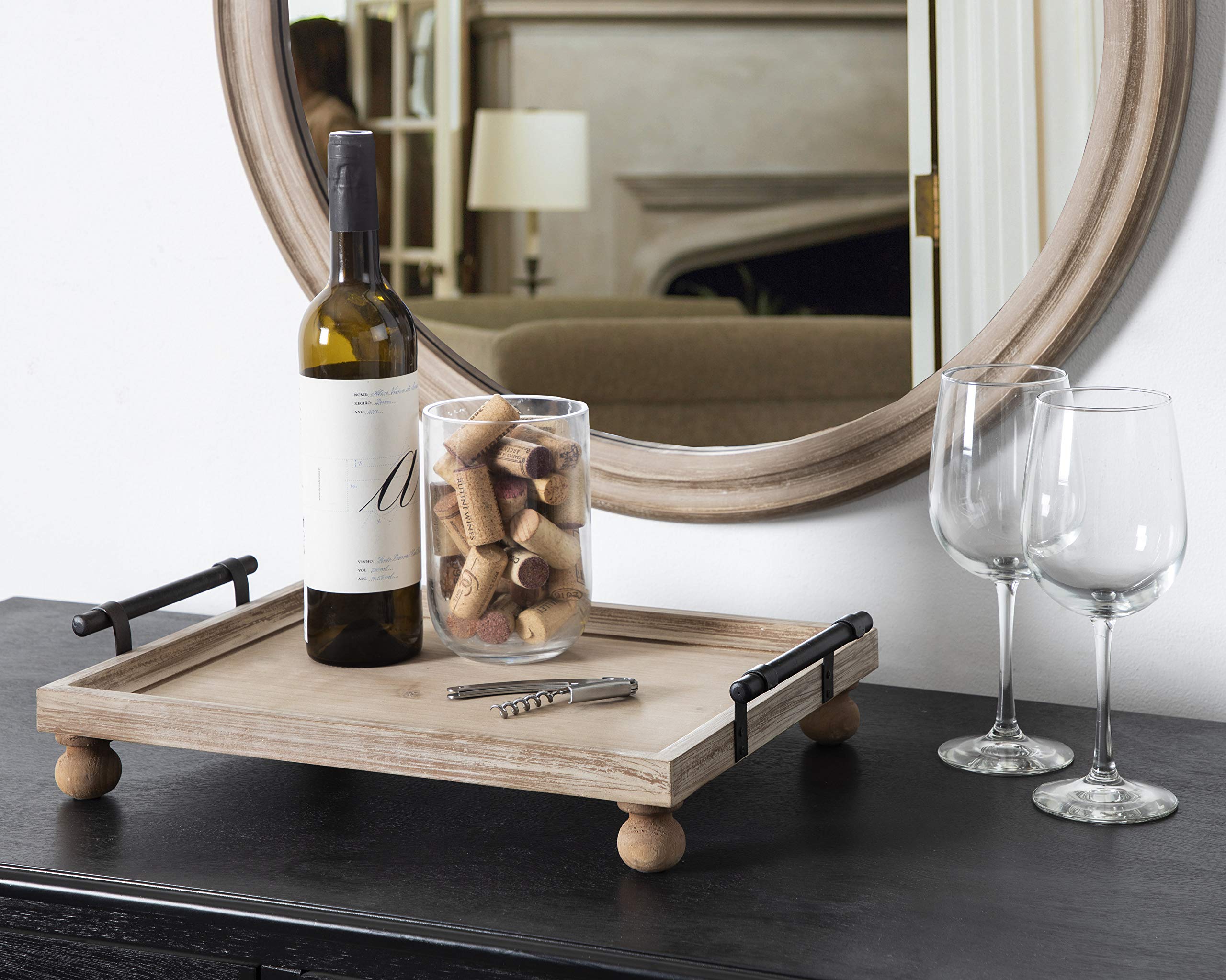 Farmhouse Wood Tray 12x16 - Rustic Brown for Coffee Table Decor