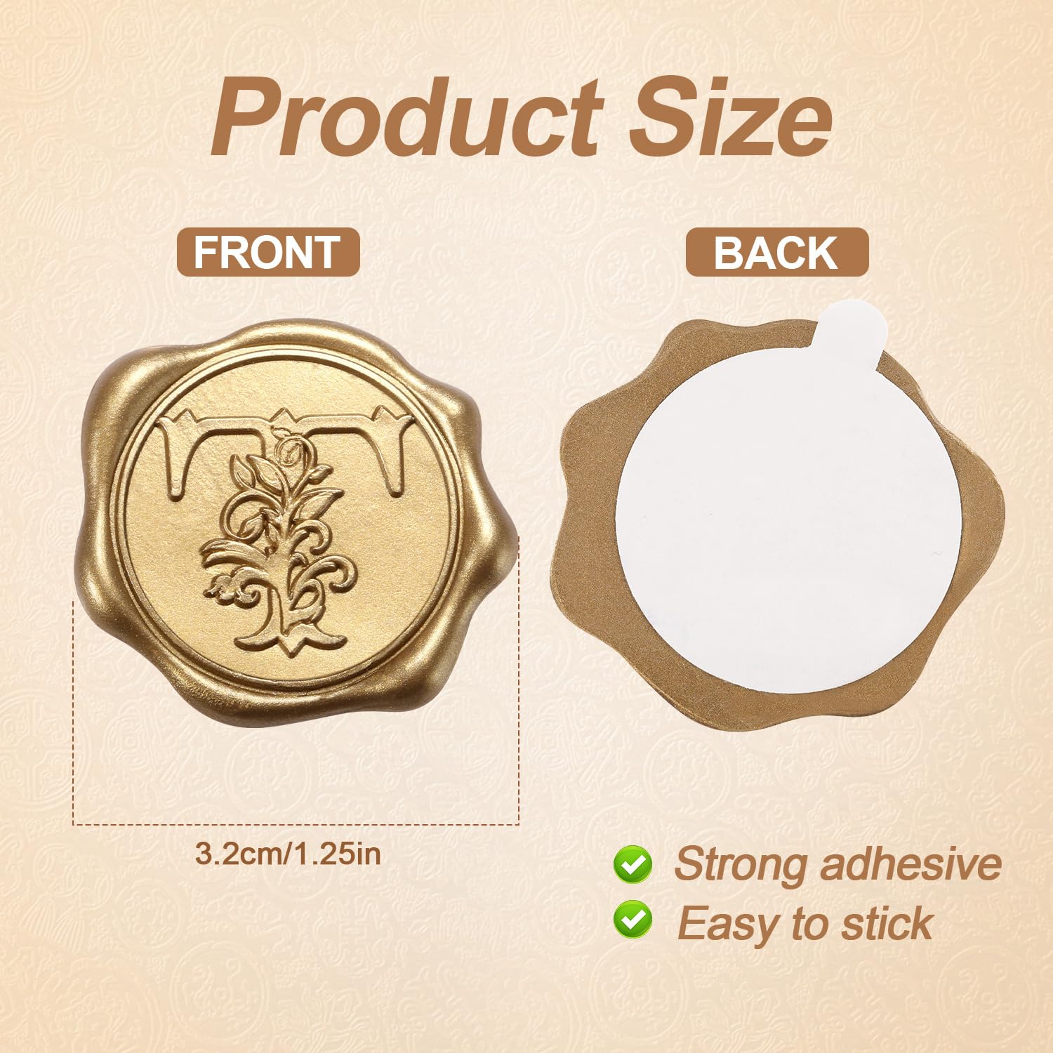 50pcs Gold Alphabet Wax Seal Stickers - Self-Adhesive Letter Seals for Wedding Invitations, Christmas Cards & Party Envelopes | Elegant Decorative Seals for DIY Crafts, Scrapbooking & Gift Wrapping