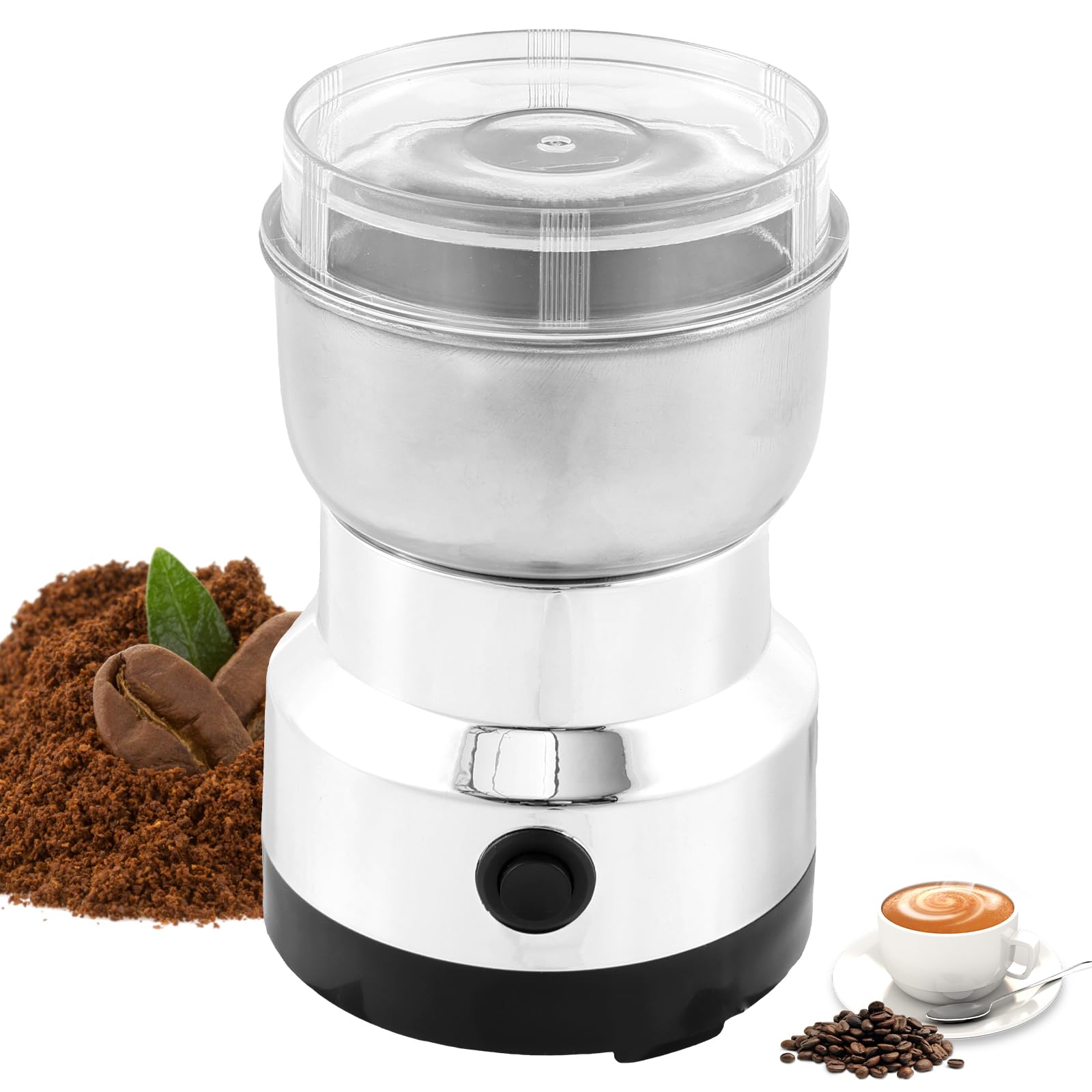 Premium Electric Coffee Grinder 300ml - Mini Stainless Steel Coffee & Spice Grinder with One-Touch Start - Portable Mill for Coffee Beans, Nuts & Spices - Perfect for Home, Office & Travel Use