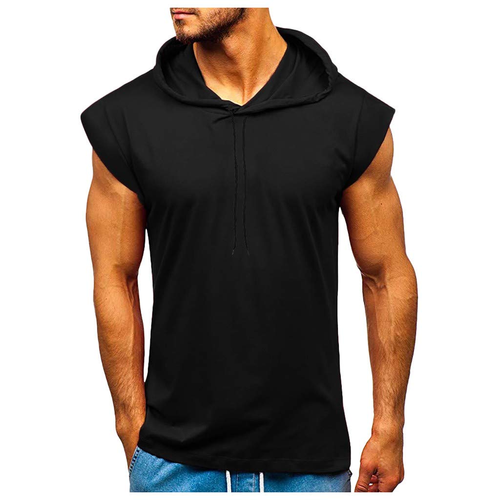 BEUU Men's Slim Fit Hooded Gym Tank Top - Breathable Sleeveless Workout Shirt for Bodybuilding & Athletic Training | Summer Muscle Tee for Running, Gym, and Outdoor Sports