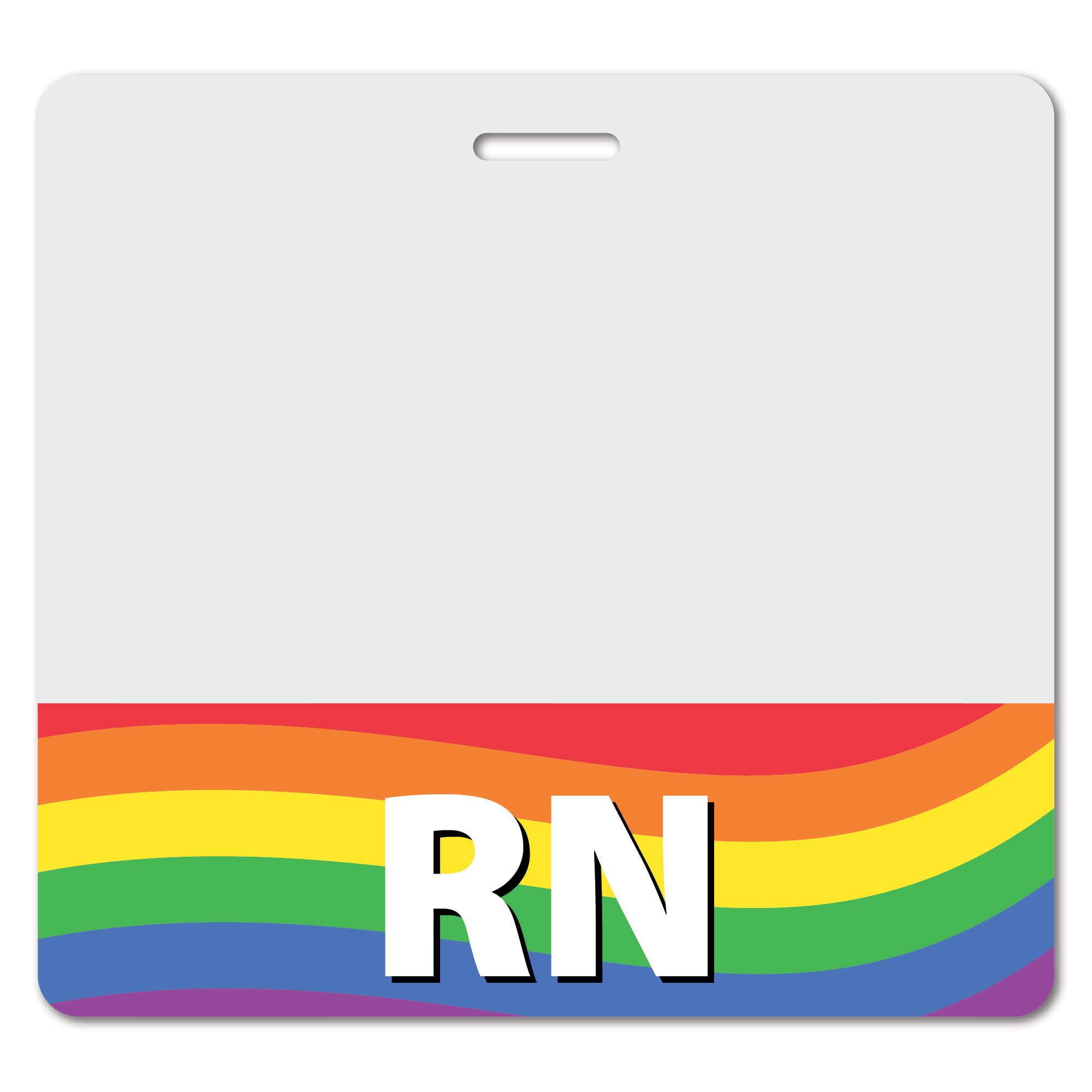 Heavy Duty Horizontal Rainbow ID Badge Cards (100 Pack) - Spill & Tear Proof, Double-Sided USA Printed - Quick Role Identifier Tags for Nurses, Teachers & Events by BadgeZoo