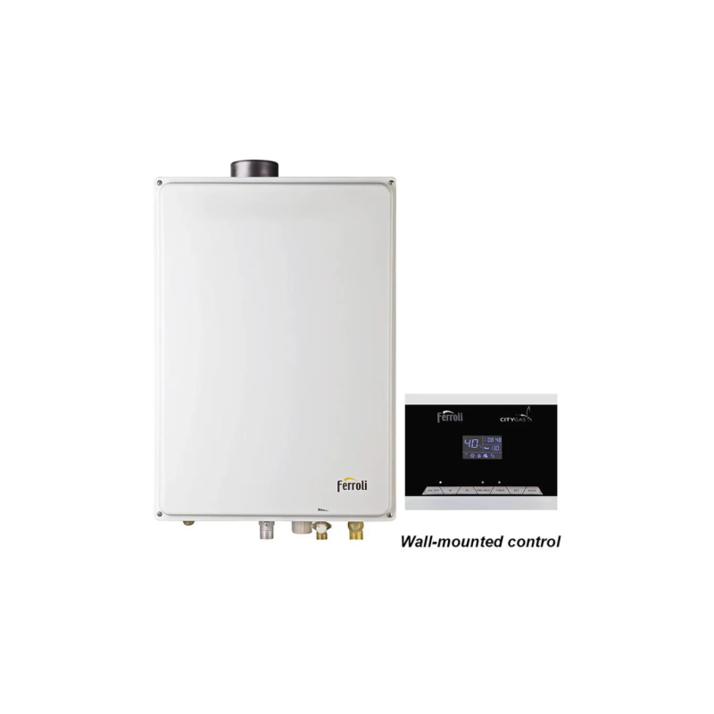 Ferroli GS 20 IE BIP TG (I) Indoor Preheat Gas Water Heater - Energy Efficient Tankless Hot Water System for Home & Apartment Use - Perfect for Bathroom, Kitchen & Laundry