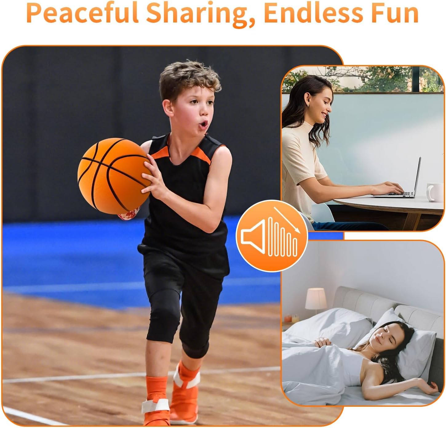2025 Upgraded Silent Basketball - Noiseless Indoor Dribble Training Ball for Kids & Adults (Size 7-9.4 Inch) | Perfect for Apartment Practice, Late-Night Drills & Noise-Sensitive Areas
