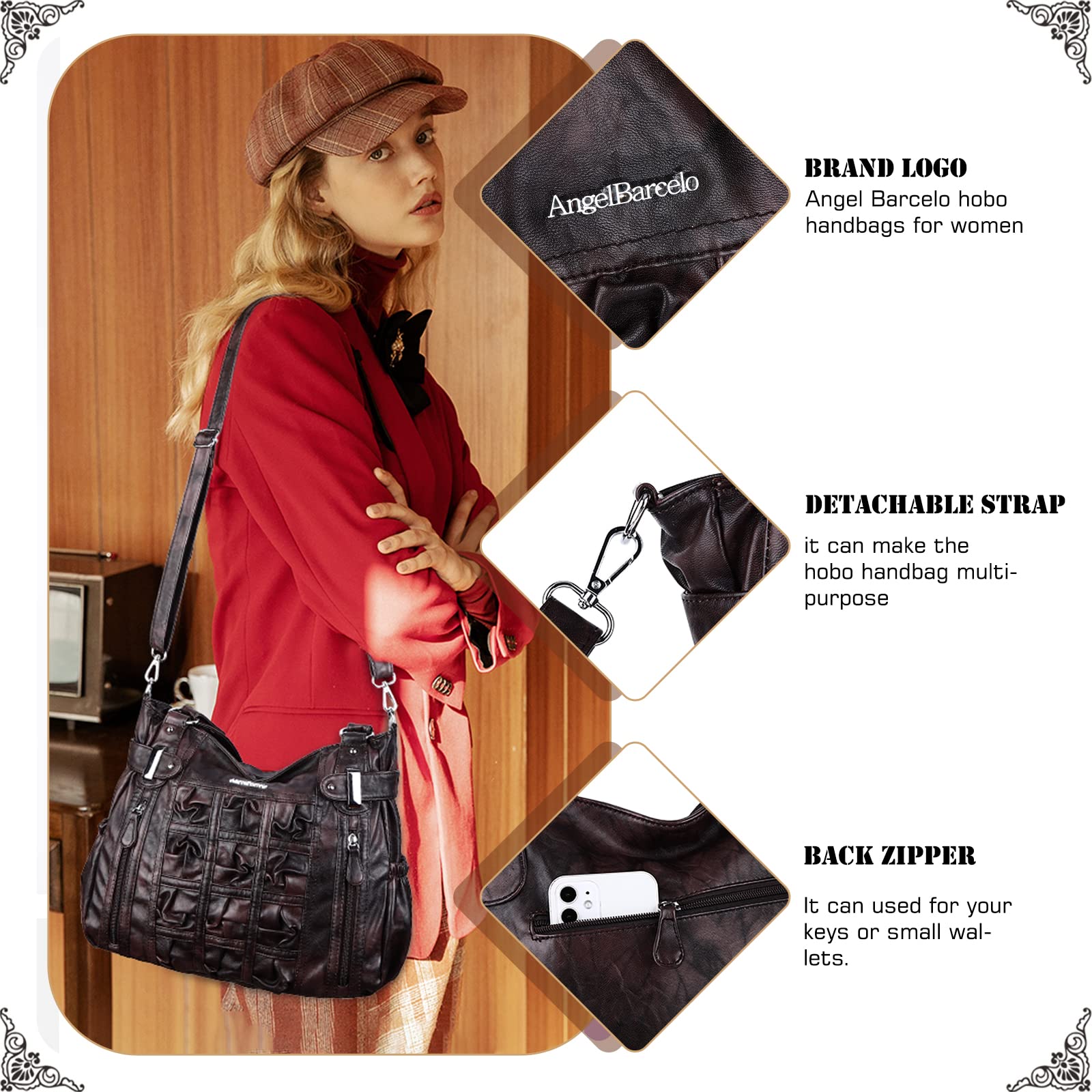 Stylish Angel Barcelo Hobo Purses for Women - Large Fashion Shoulder Bags & Satchel Handbags | Perfect for Work, Travel, and Everyday Use