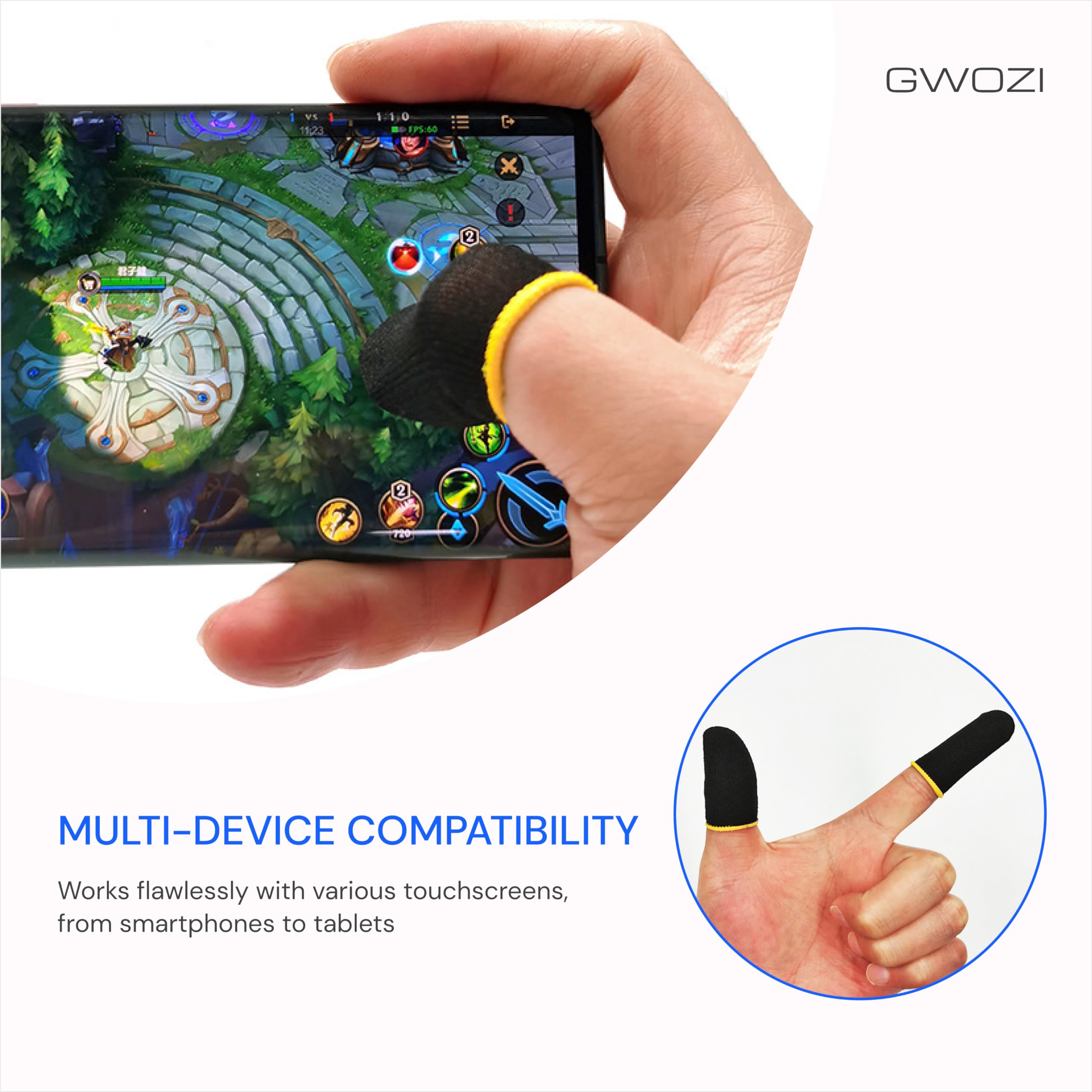 Touch Screen Gaming Finger Sleeves - 8 Pcs Sweatproof Mobile Game Finger Protectors for Thumb & Fingers | Perfect for PUBG, Call of Duty & Fortnite Players