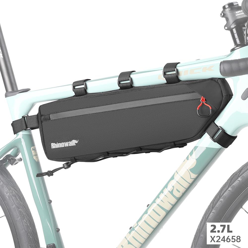 Rhinowalk Waterproof Bike Frame Bag 2.7L - XXL Triangle Bicycle Pouch Under Tube Storage | Professional Cycling Accessories for Mountain & Road Bikes | Perfect for Commuting, Touring & Outdoor Adventures