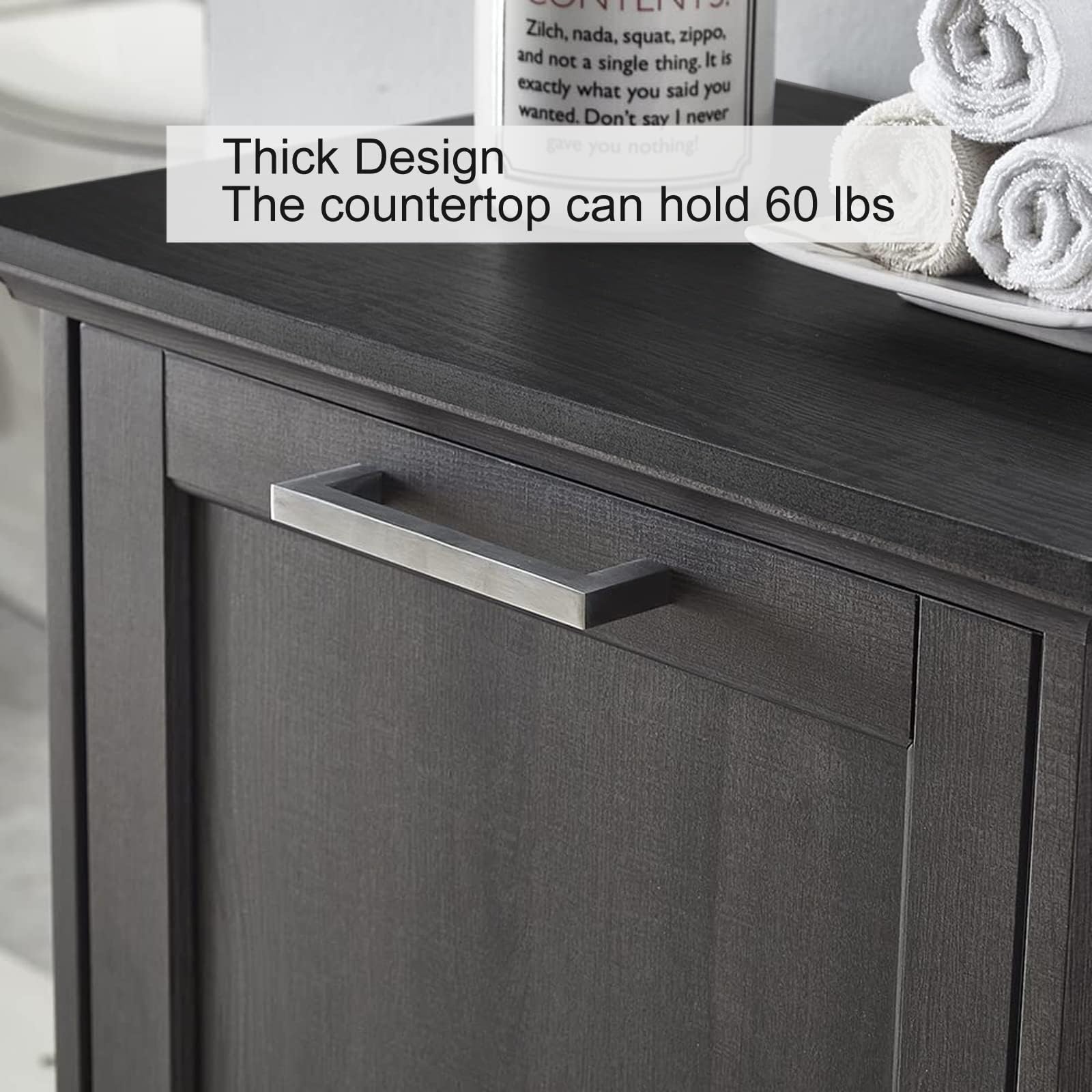 OLD CAPTAIN Wooden Tilt-Out Trash Cabinet - 10 Gallon Hidden Kitchen Trash Can with Dark Brown Finish & Black Top Panel | Space-Saving Waste Bin Organizer for Small Kitchens, Pantries & Bathrooms