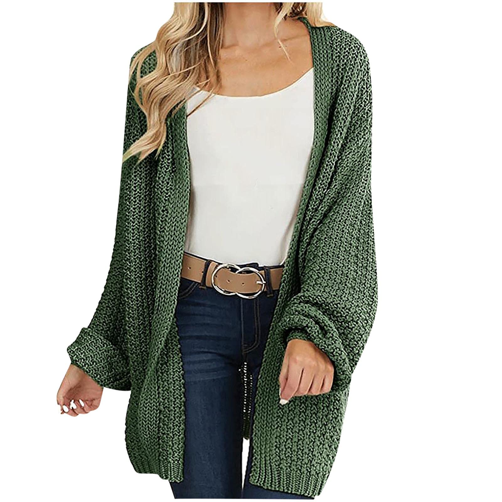 Women's Lightweight Waffle Knit Cardigan Sweater - Long Batwing Sleeve Kimono Jacket with Pockets | Perfect for Layering, Office Wear & Casual Outfits