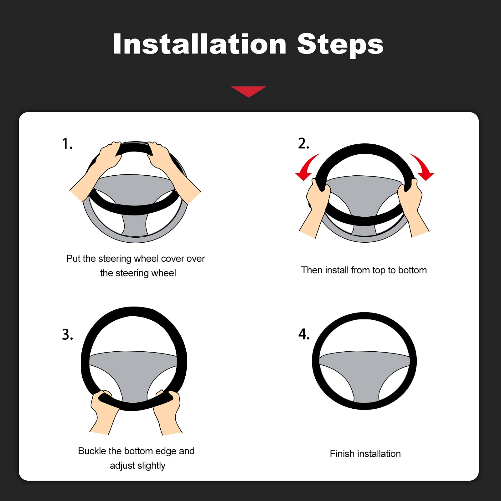 Premium D-Shaped Carbon Fiber & PU Leather Steering Wheel Cover - Anti-Slip, Breathable & Sweat Absorbent - Fits 15
