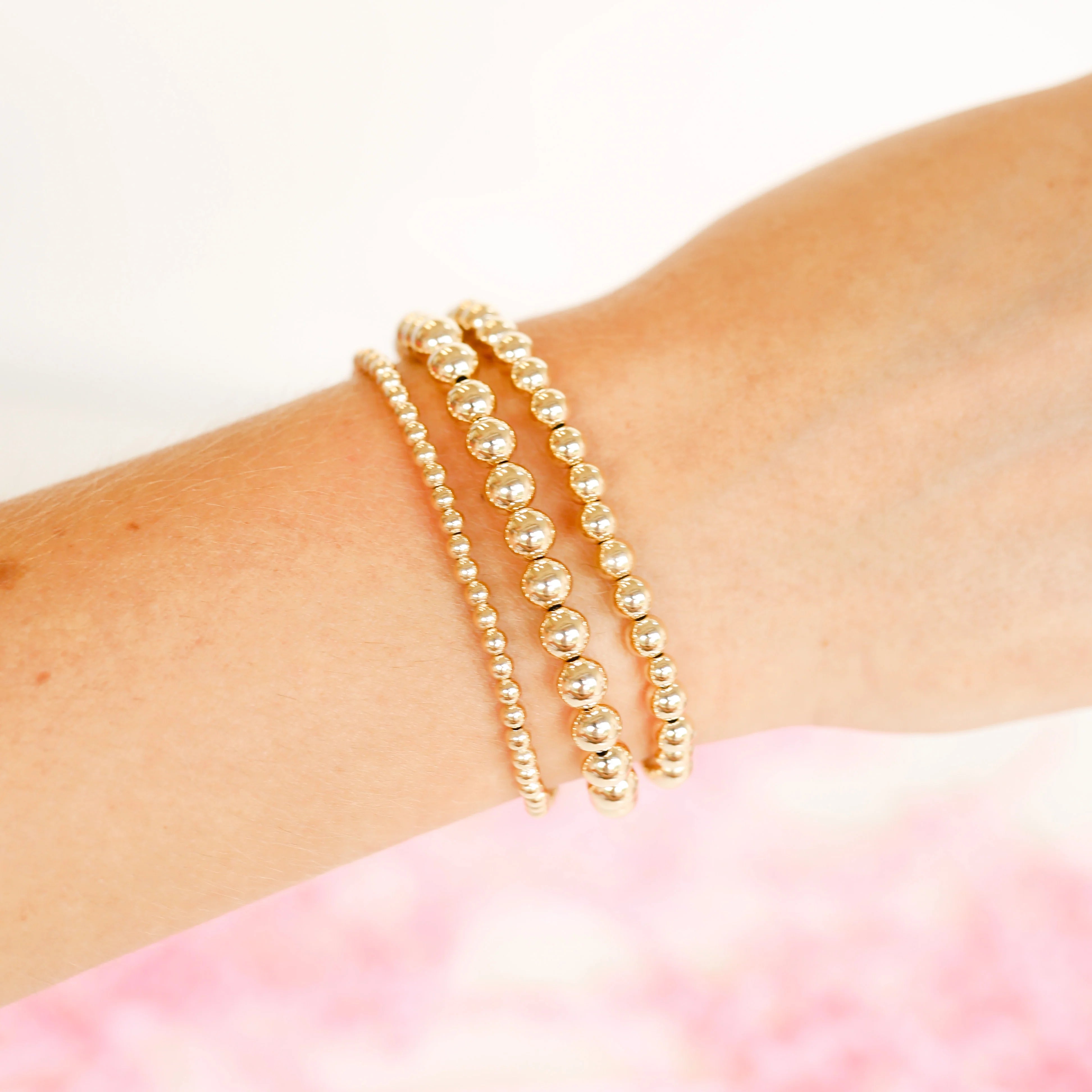 6MM Gold Beaded Bracelet for Women - Elegant Stackable Jewelry Gift for Birthday, Anniversary & Everyday Wear
