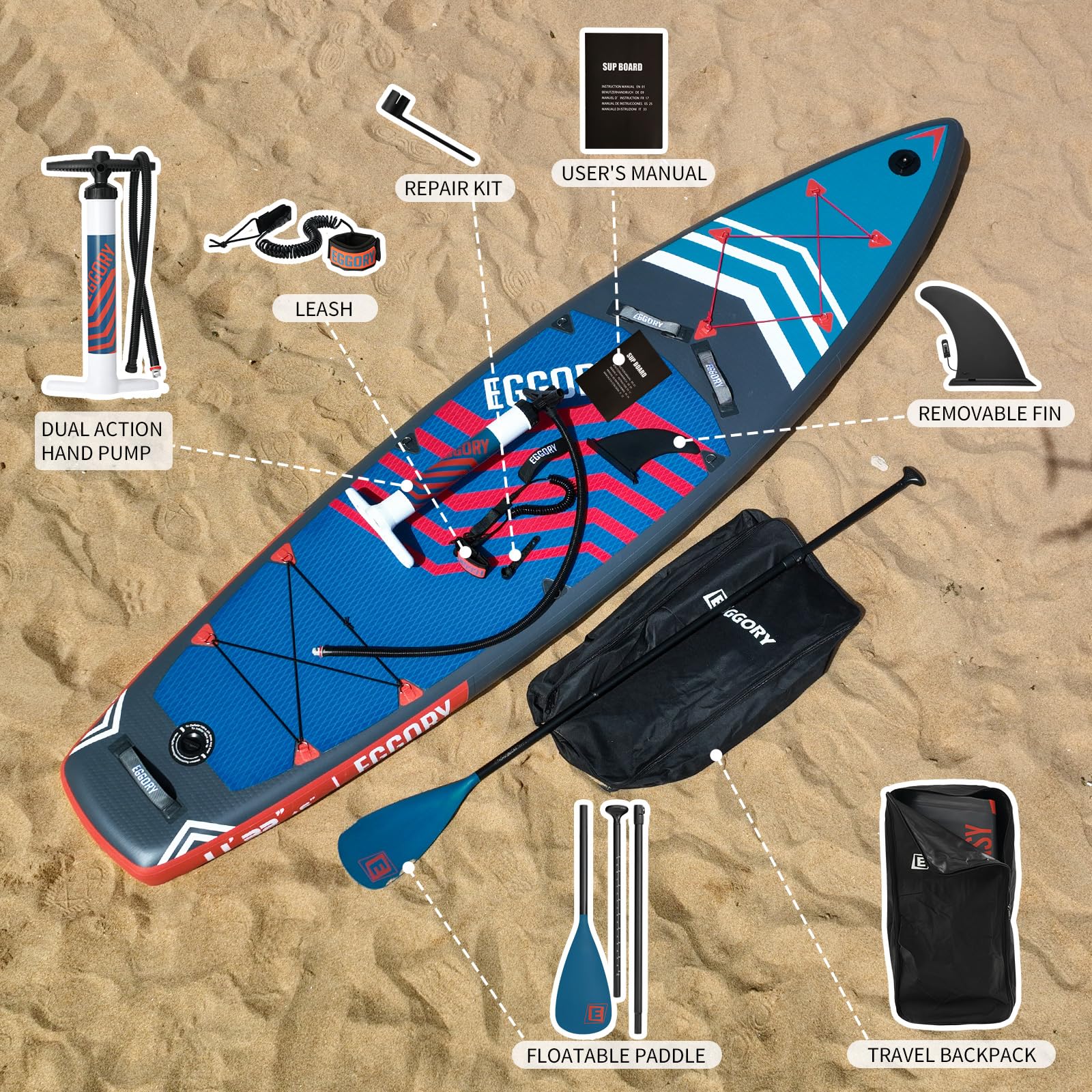 Premium Inflatable Stand Up Paddle Board SUP with Paddle, Pump & Carry Bag - 11' x 32