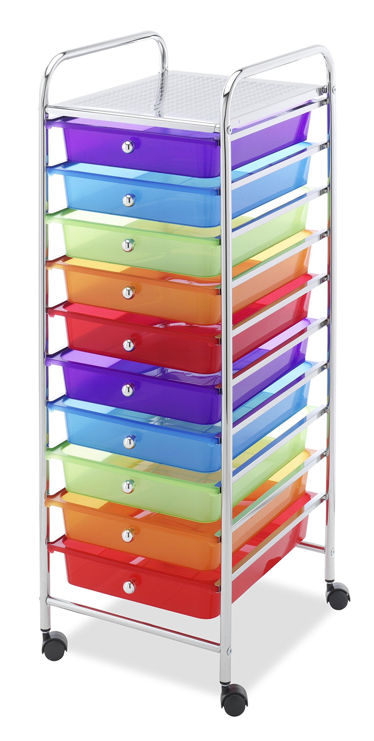 Whitmor 10-Drawer Rolling Craft Organizer Cart - Chrome Finish, 15.25