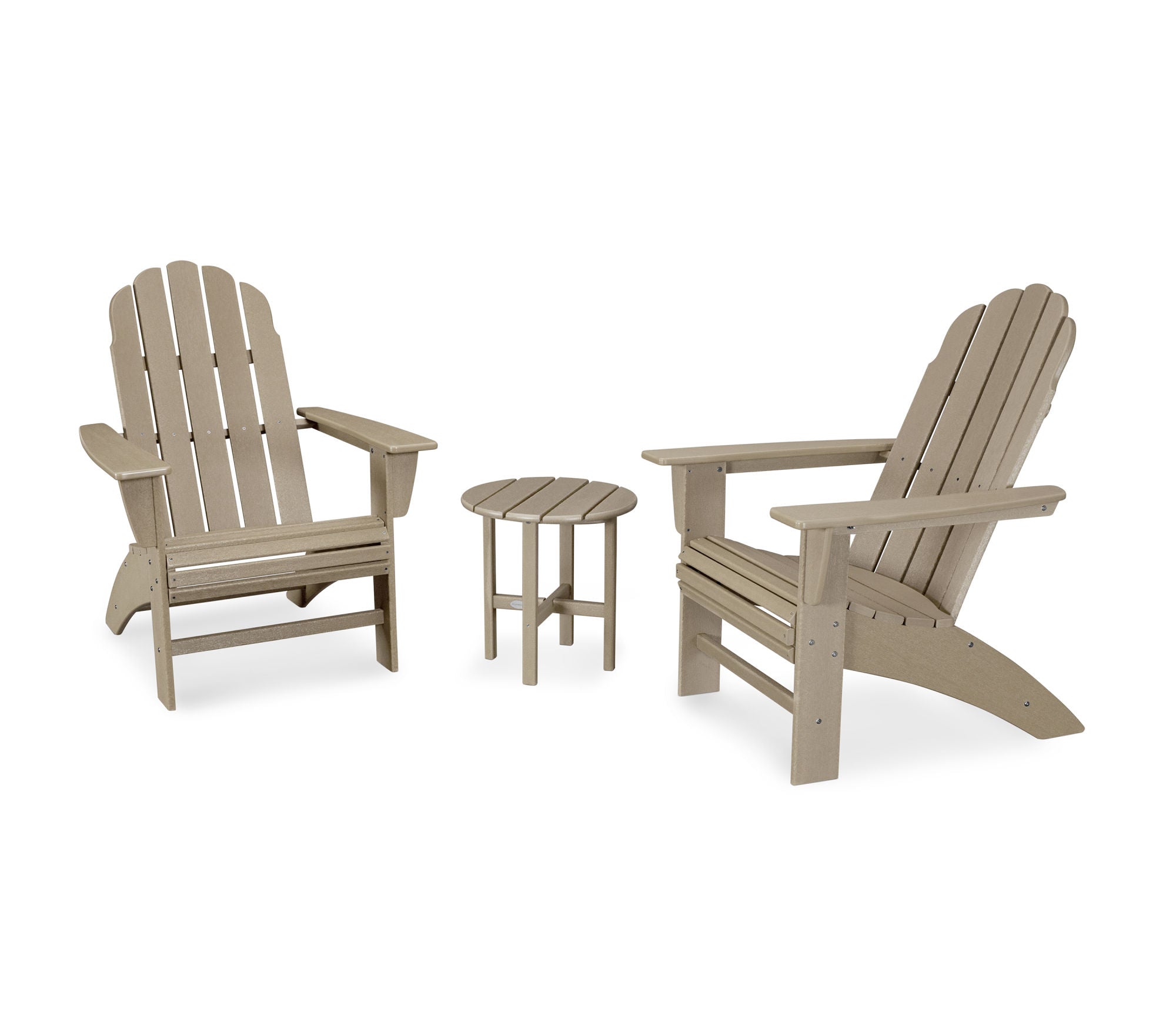 POLYWOOD Vineyard 3-Piece Curveback Adirondack Chair Set - Outdoor Patio Furniture for Garden, Poolside & Backyard Relaxation