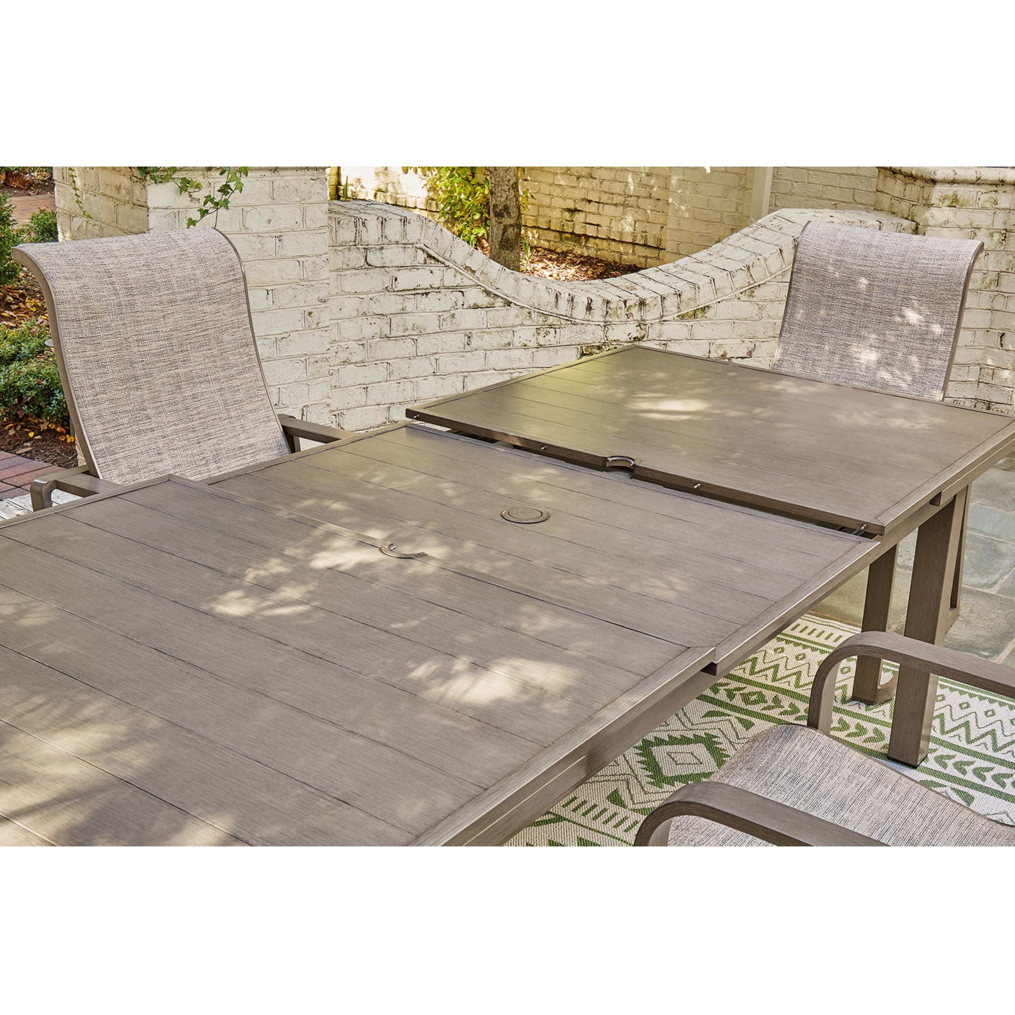 Beach Front Outdoor Rectangle Dining Table - Waterproof & UV Resistant Beige Patio Furniture for Poolside, Garden, and Backyard Dining