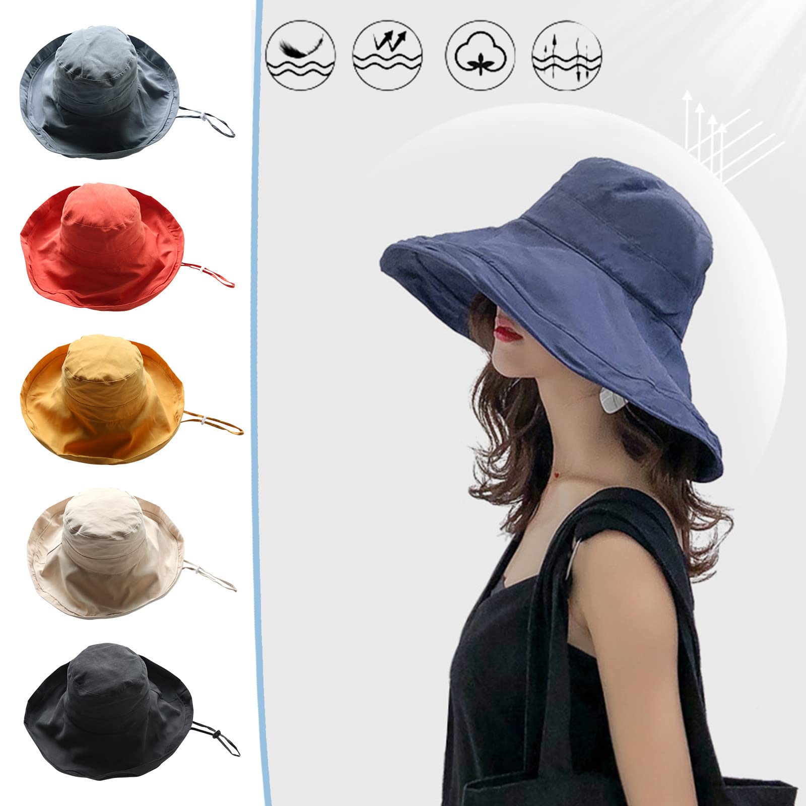 Women's Wide Brim Bucket Hat - Foldable Rollable Floppy Sun Hat with Bow for Beach, Travel & Outdoor Activities | UPF 50+ UV Protection Fashion Hat