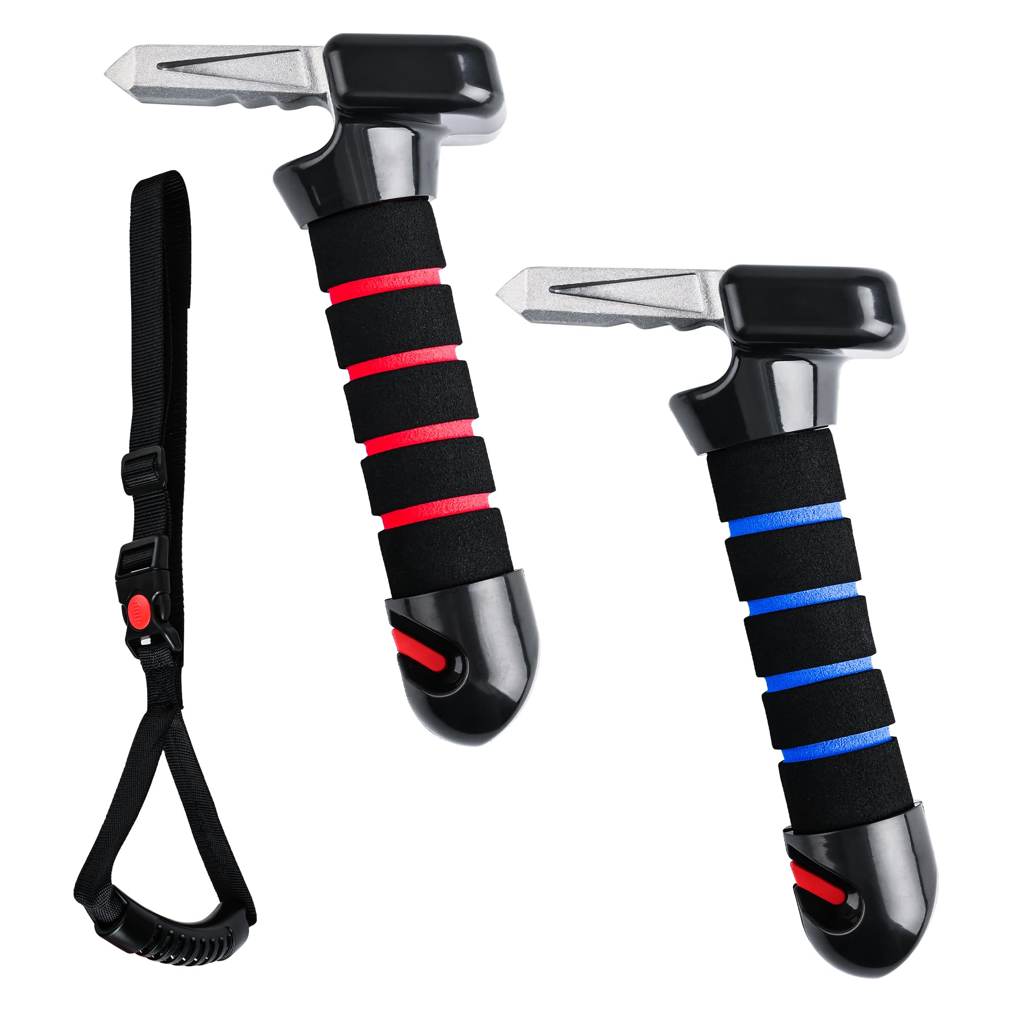 3 in 1 Car Door Handle Assist for Seniors & Disabled - Red & Blue Support Grab Handle with Multifunction - Perfect for Easy Car Entry/Exit & Mobility Assistance