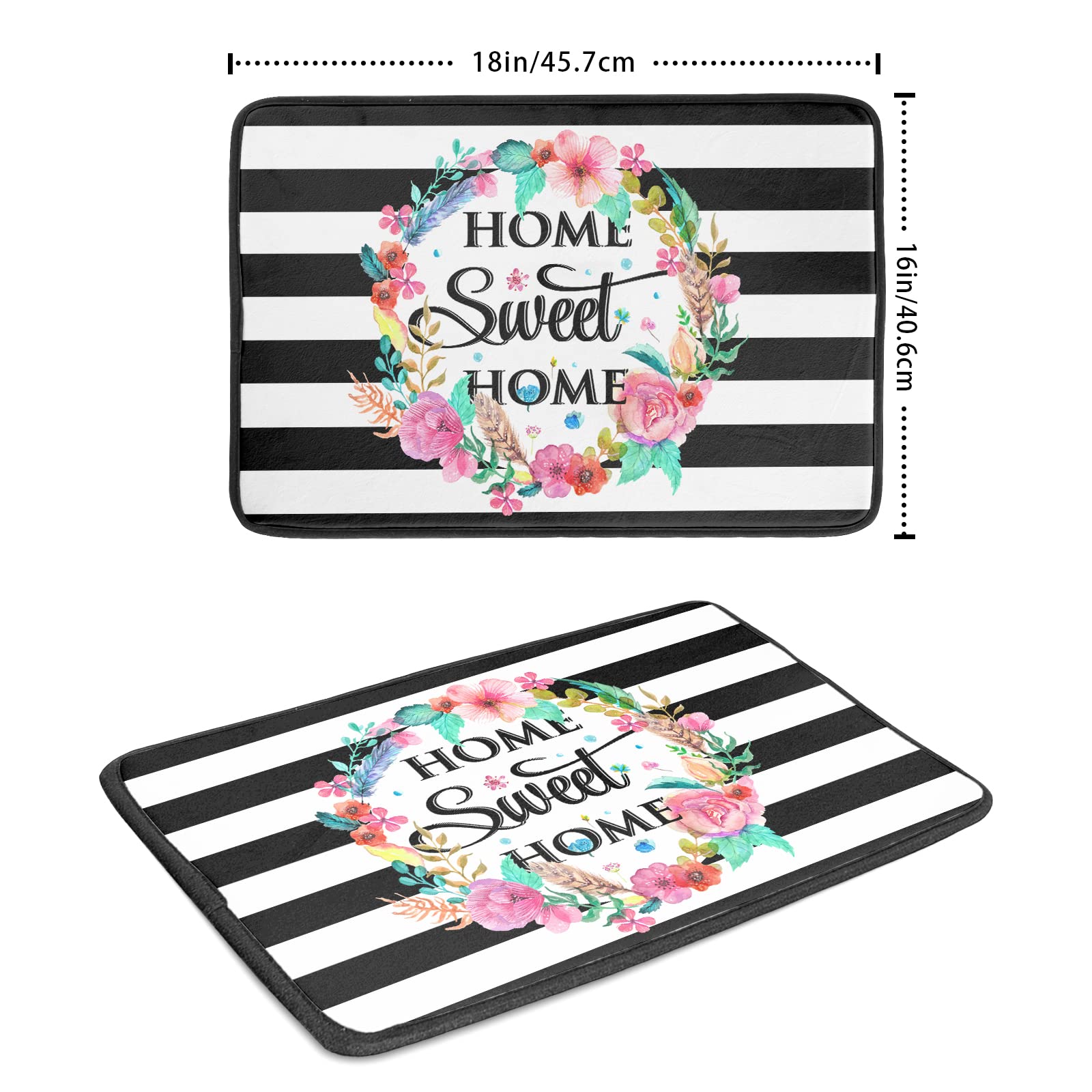 16x18 Inch White and Black Striped Dish Drying Mat - Absorbent Fast Dry Kitchen Accessories for Dishes, Utensils | Perfect for Kitchen Countertops, Sink Areas & Home Decor