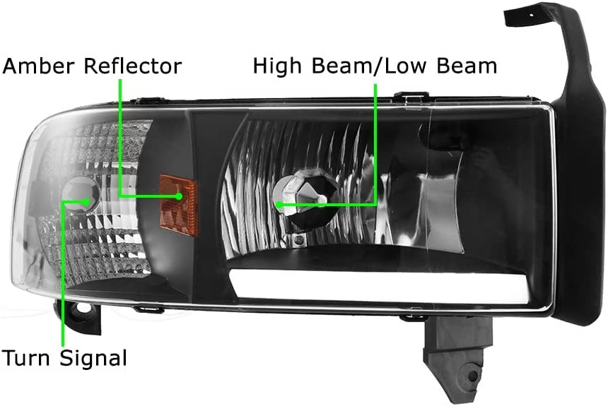 Winjet LED Tube DRL Bar Headlights Compatible with 1994-2002 Dodge RAM 1500/2500/3500 - Bright White Daytime Running Lights for Improved Visibility & Safety - Perfect for Off-Roading, Night Driving & Truck Customization