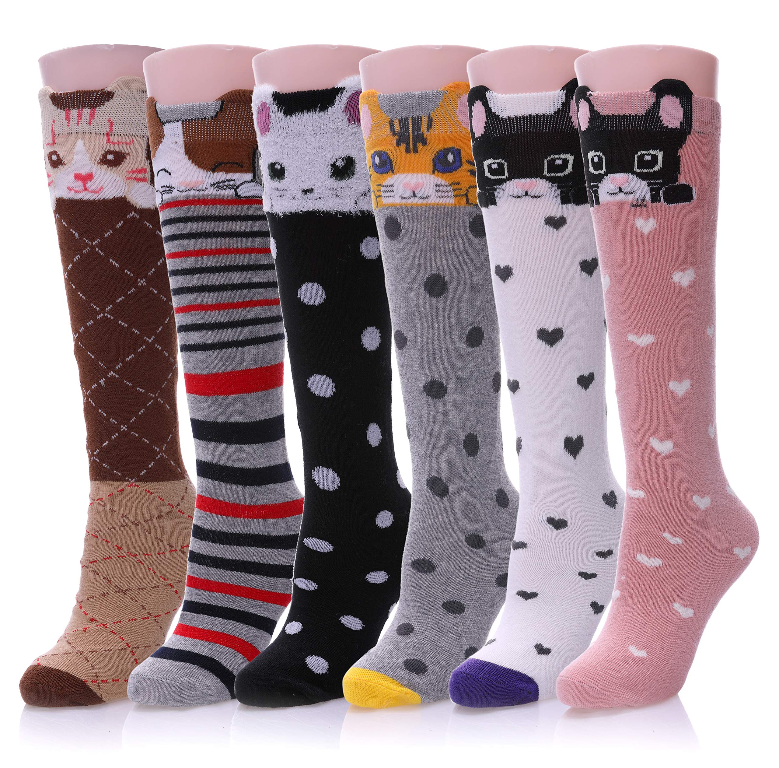 Cute Cartoon Animal Knee High Socks for Girls - Warm Cotton Stockings - Perfect for School, Winter Outfits & Casual Wear