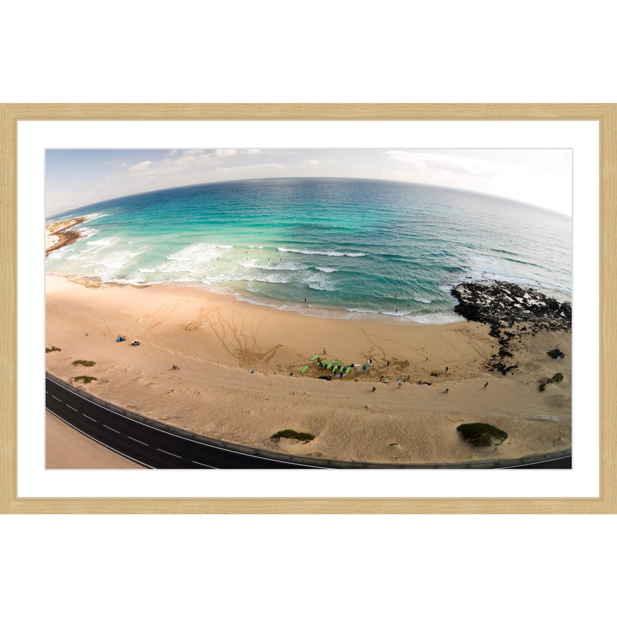 Handmade Telescopic Beach View Framed Print 36x24 Inch - Coastal Wall Art Decor for Living Room, Bedroom & Office - Marmont Hill