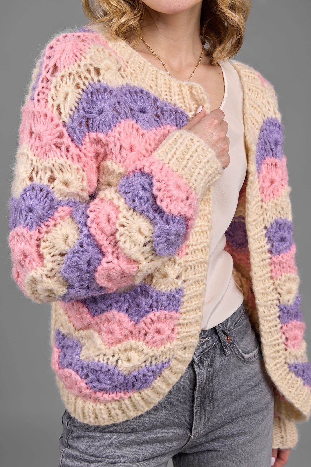 Pastel Scallop Knit Cardigan for Women - Soft & Cozy Open Front Sweater for Spring & Fall Layering