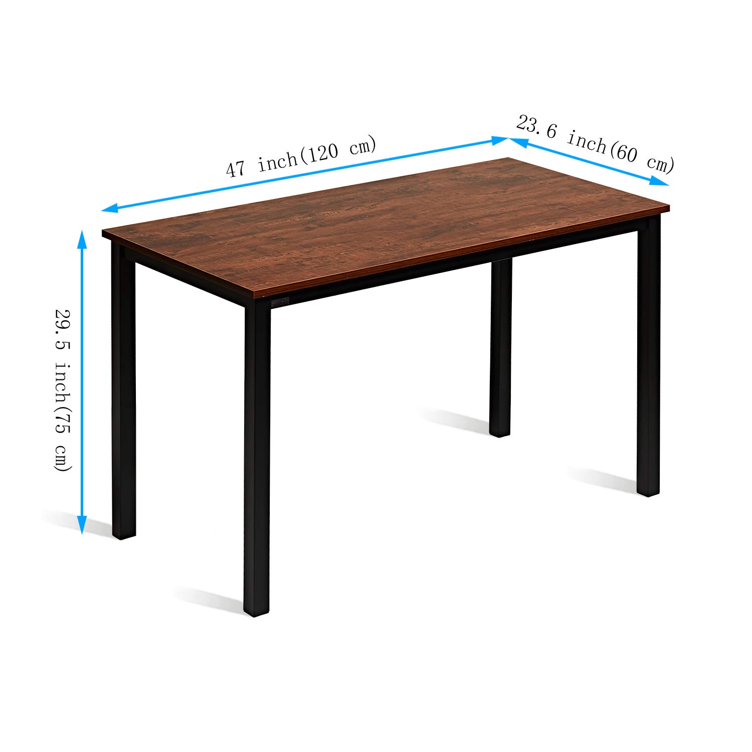 47 Inch Modern Industrial Computer Desk - Sandalwood Board with Black Legs, Home Office Workstation for PC & Laptop, Study & Work Desk for Small Spaces & Apartments