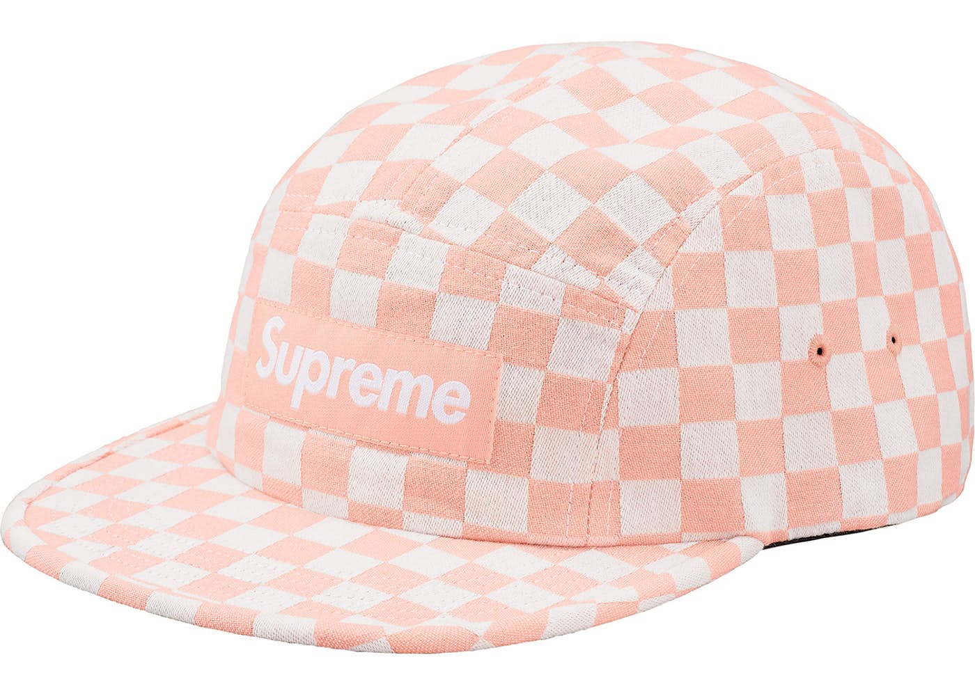 Supreme Checkerboard Camp Cap Peach - Stylish Streetwear Hat for Men & Women - Perfect for Urban Fashion, Skateboarding, and Outdoor Adventures