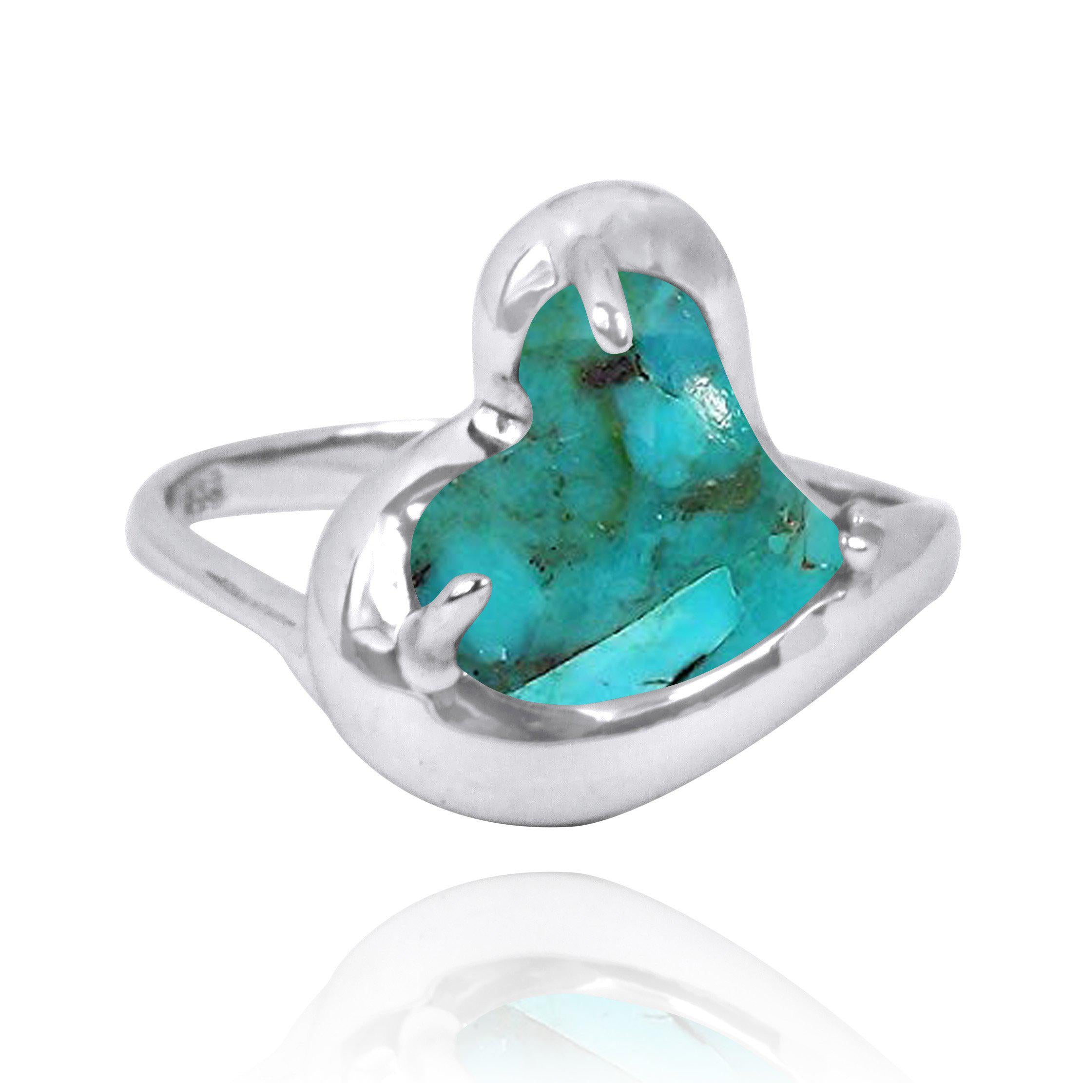 Turquoise Compressed Cocktail Ring for Women - Elegant Statement Jewelry for Parties, Weddings & Special Occasions