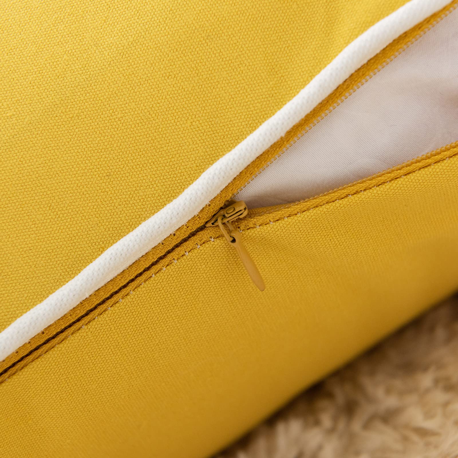 YIcabinet Set of 2 Soft Solid Decorative Square Throw Pillow Covers 18x18 Inch - Yellow Hello Sunshine Pattern for Sofa, Bedroom, Car & Outdoor Patio - Perfect for Home Decor, Living Room Accents and Cozy Comfort