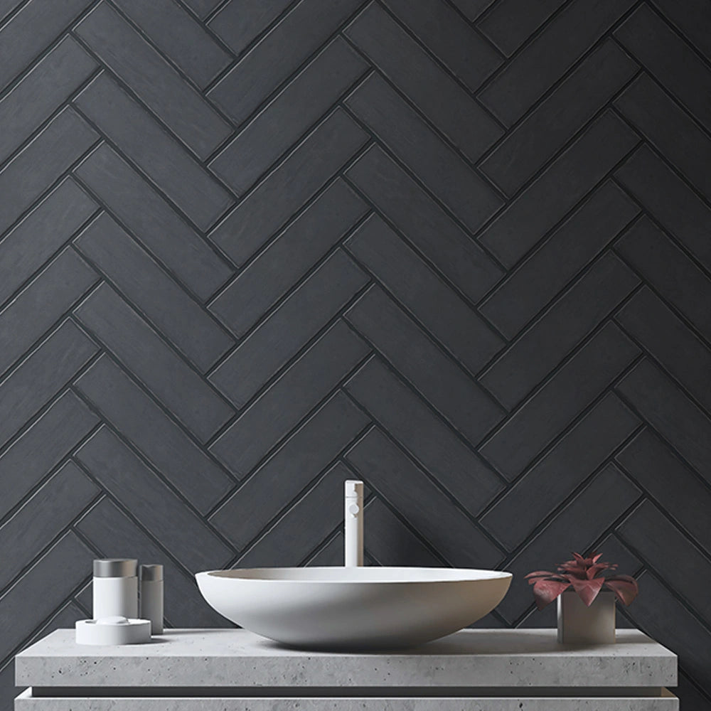 ModLine Ceramic Wall Tiles - 2x20 Slate Gray Textured Subway Tiles for Kitchen Backsplash & Bathroom Renovation - Waterproof & Easy to Clean