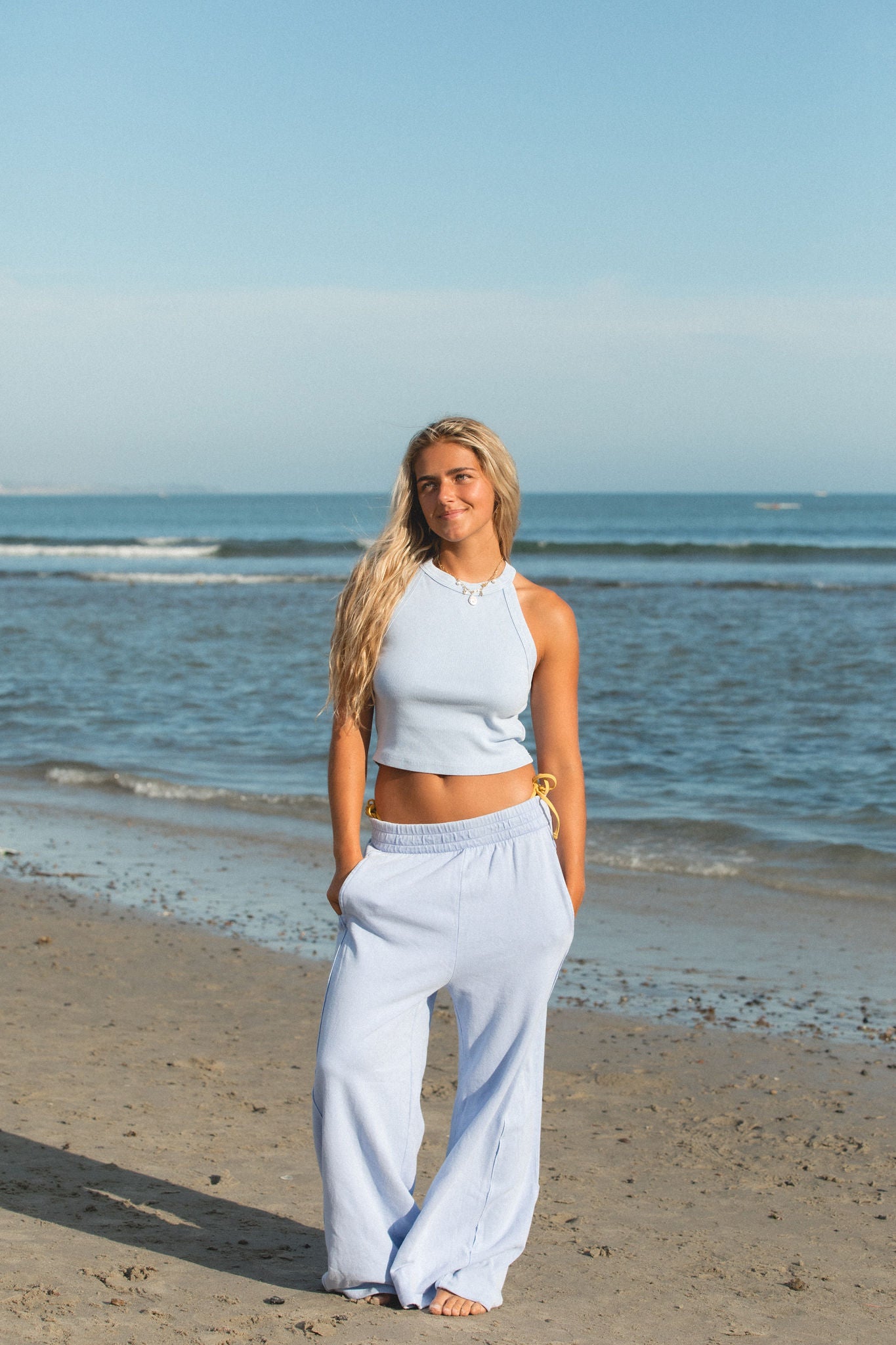 Sunset Surf Cotton Wide Leg Pants for Women - Soft Comfortable Beach Pants with Elastic Waist - Perfect for Yoga, Travel, and Summer Vacation Outfits