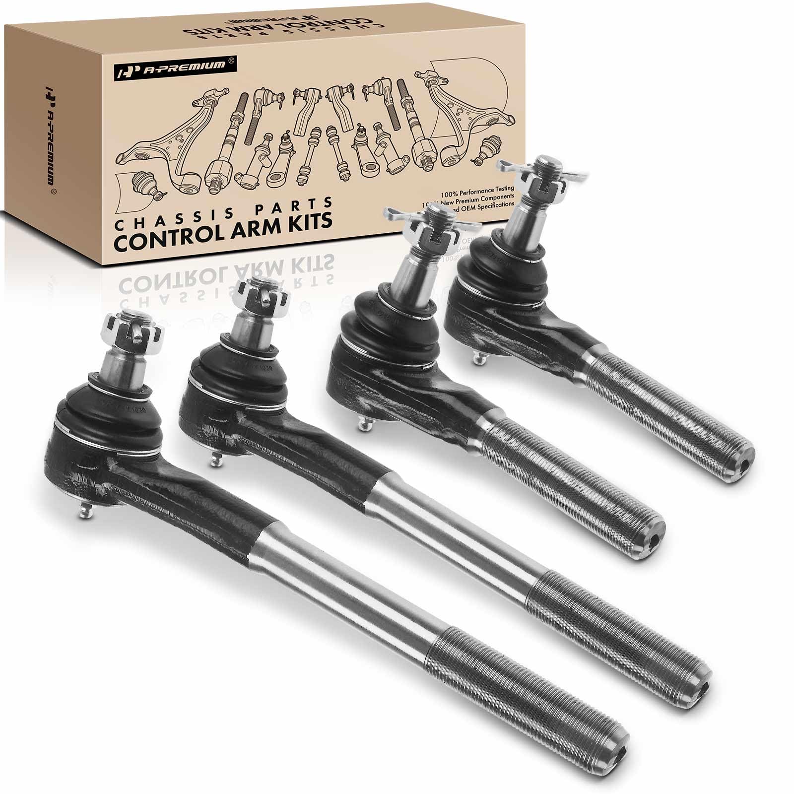 Premium Set of 4 Front Inner & Outer Tie Rod End Kit for Dodge Ram 1500 2000-2001, Ram 2500 2000-2002, Ram 3500 2000-2002 (RWD Only) - Heavy-Duty Suspension Replacement for Smooth Steering & Off-Road Performance