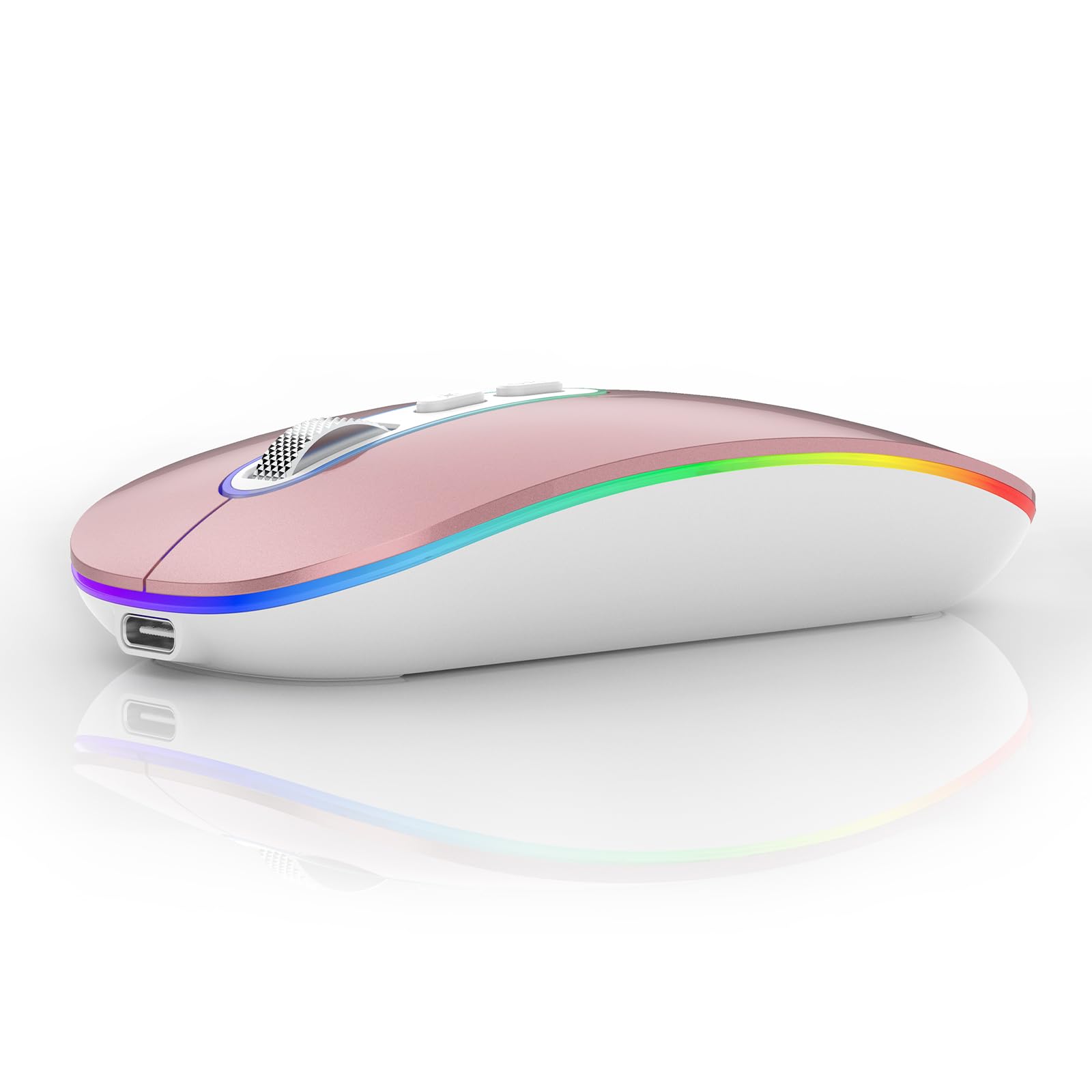 Wireless Bluetooth Mouse - Ergonomic Rechargeable Computer Mouse with Ultra Slim LED Design, Quiet Click for Office & Home Use - Perfect for Work, Gaming, or Gift (Girlfriend/Mom) - Compatible with Keyboard & Mouse Pads