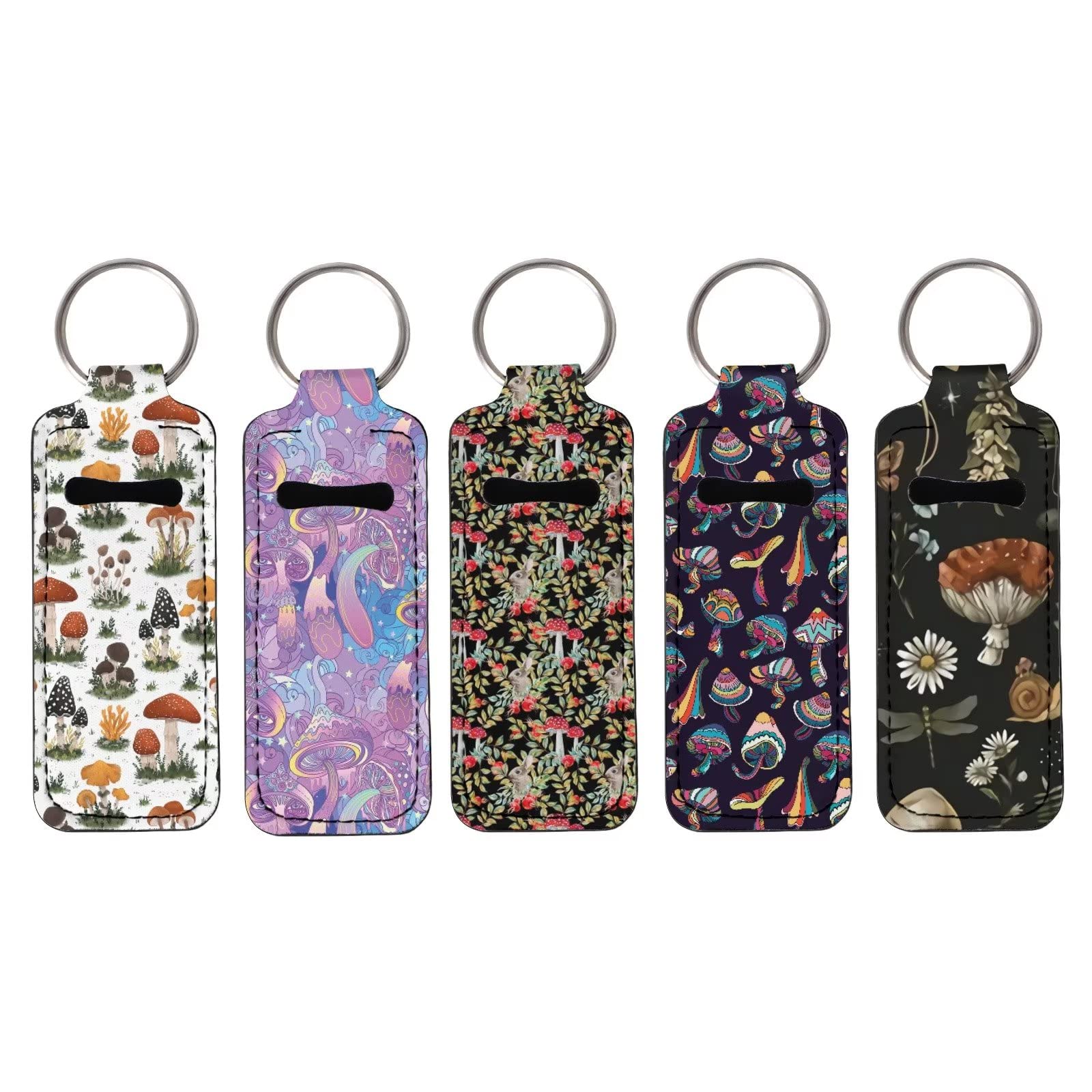 UNICEU 5 Pack Chapstick Holder Keychain - Lip Balm & Lip Gloss Sleeve Pouch - Travel Essentials for Women & Men - Perfect for Hiking, Gym, and Everyday Carry