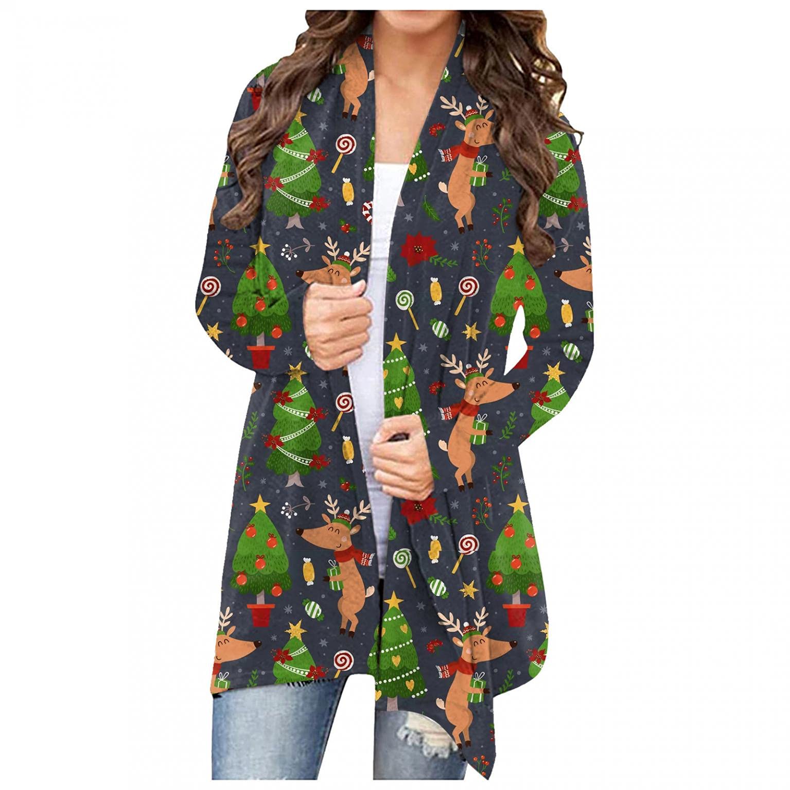 Festive Women's Christmas Sweaters - Long Sleeve Knit Pullover with Tree Design, Cozy Loose Fit Holiday Top for Parties & Family Gatherings