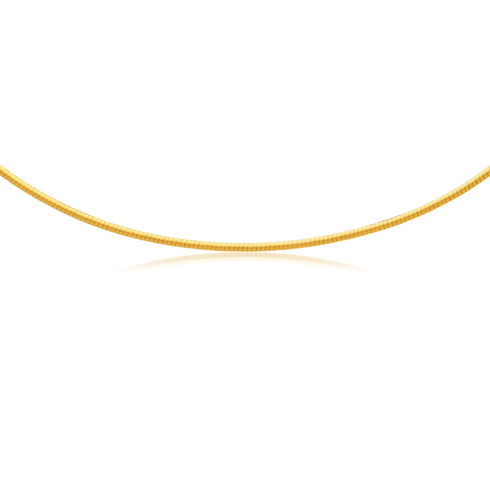 9ct White and Yellow Gold Reversible Omega Chain Necklace 43cm - Elegant Unisex Jewelry for Everyday Wear and Special Occasions