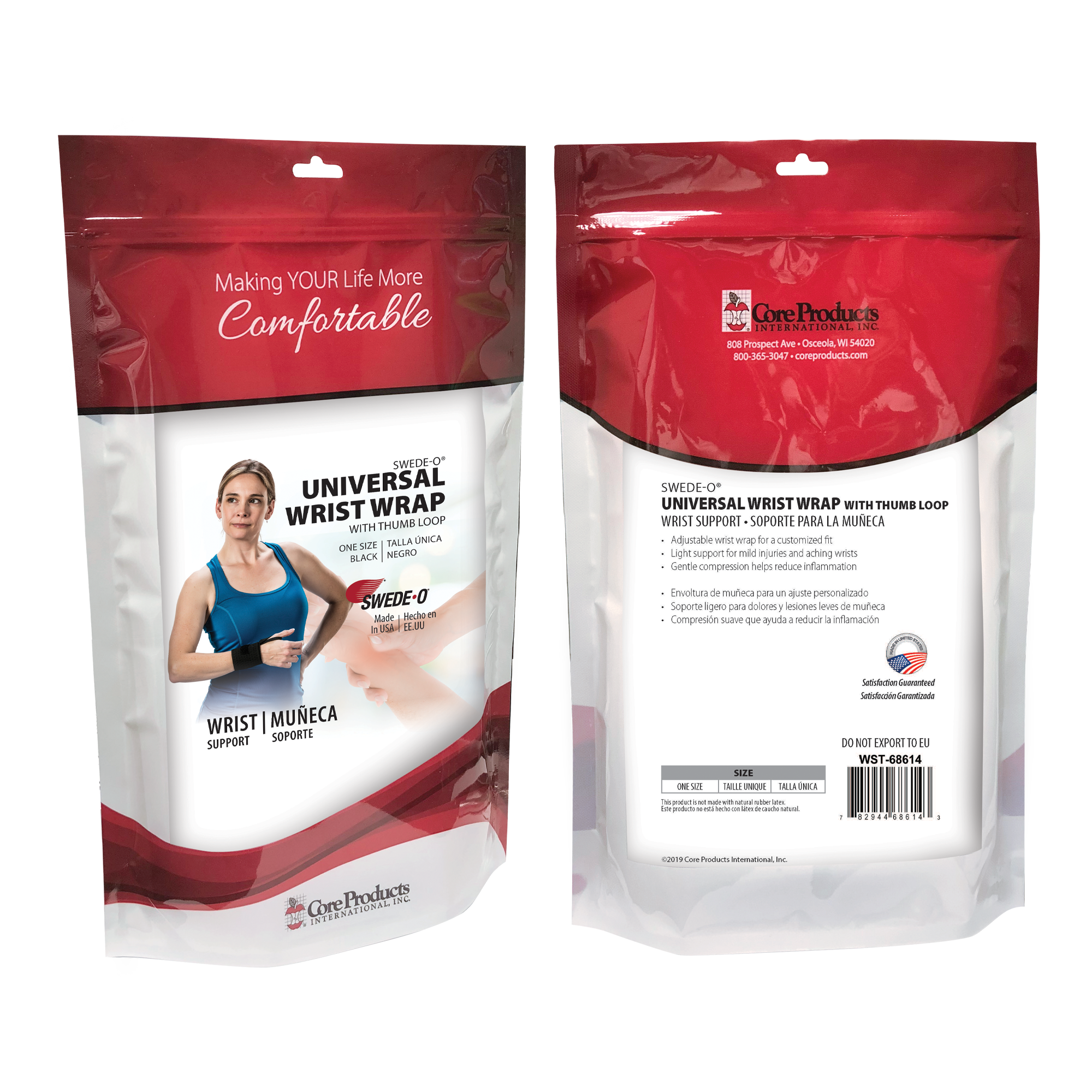 Swede O Universal Wrist Wrap with Thumb Loop - Adjustable Support Brace for Weightlifting, CrossFit & Gym - Comfortable Wrist Stabilizer for Pain Relief & Injury Prevention