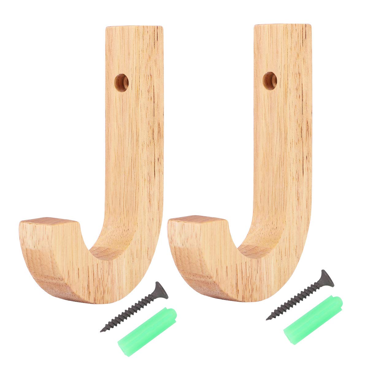 2 Pack Modern Decorative Wall Hooks - Wooden Coat Hooks for Entryway, Bedroom & Bathroom Organization | Creative Home Decor Storage Solution