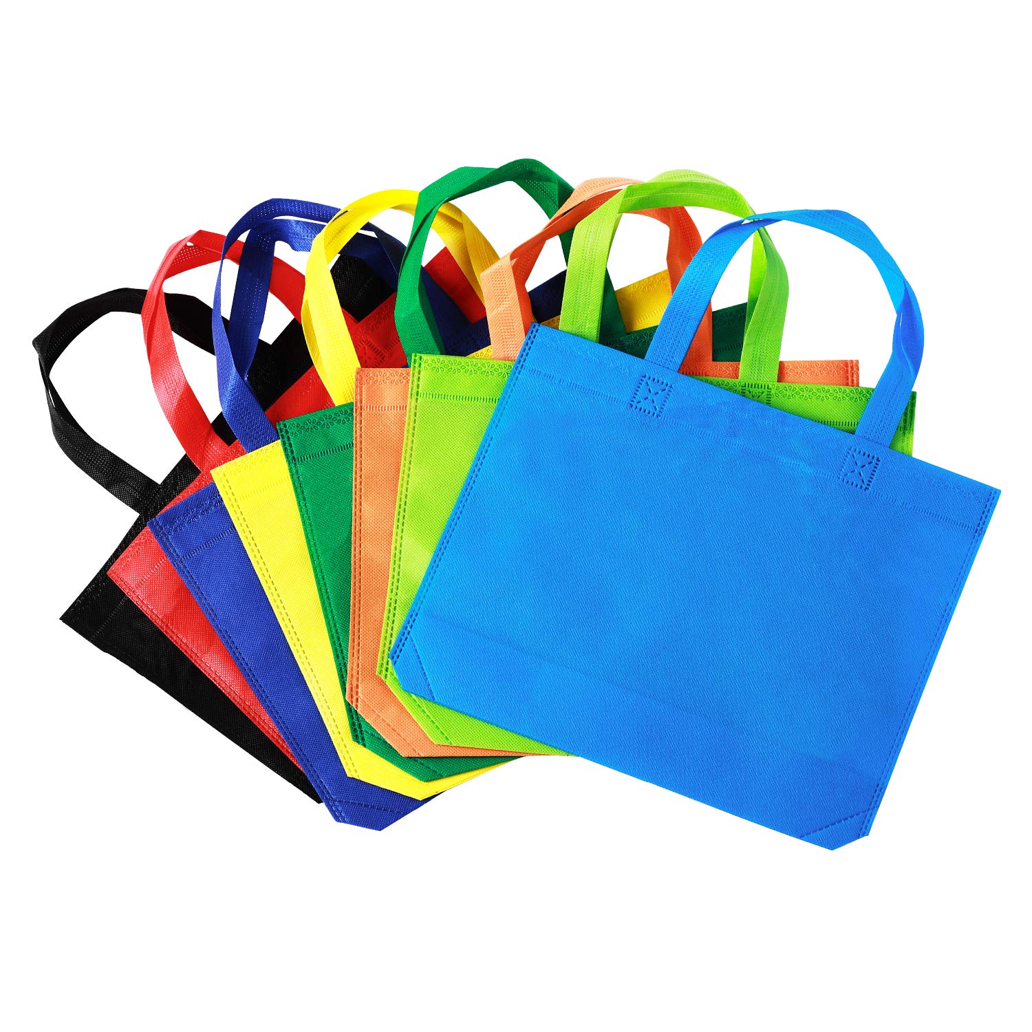 Reusable Non-Woven Rainbow Party Tote Bags - 16 Pack (13 Inch, 8 Colors) for Birthday Favors, Snacks & Toys - Perfect for Parties, Events & Gift Giving