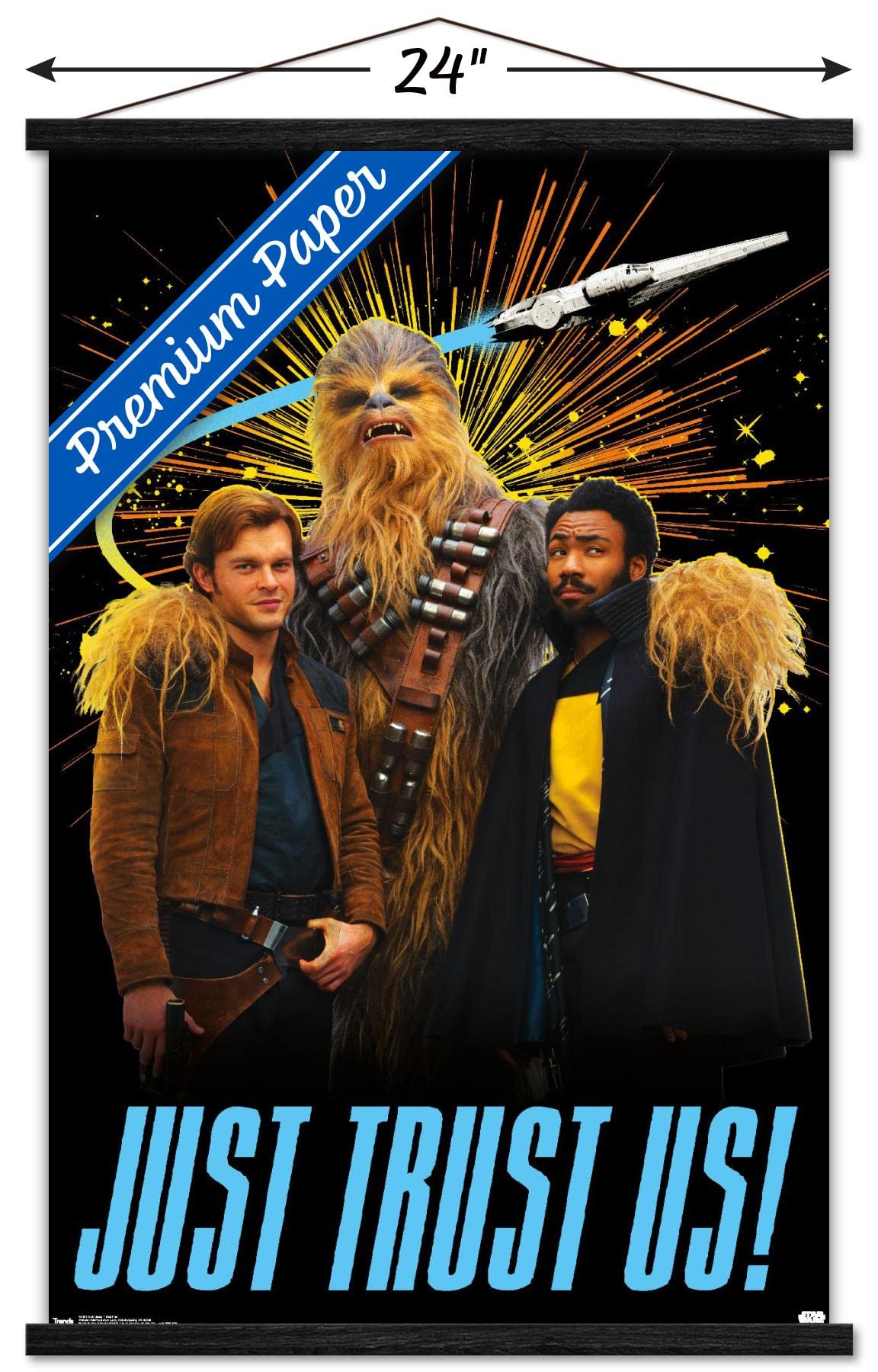 Star Wars: Solo - Trust Us Wall Poster 22.375 x 34 Inches - Premium Movie Poster Print with Black Hanger - Perfect for Bedroom, Game Room & Home Theater Decor