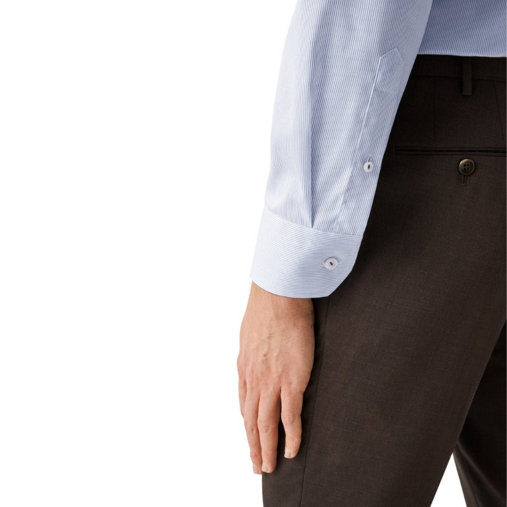 ETON Striped Twill Business Dress Shirt for Men - Slim Fit Light Blue Office Shirt with Single Cuff | Perfect for Work, Meetings & Formal Events