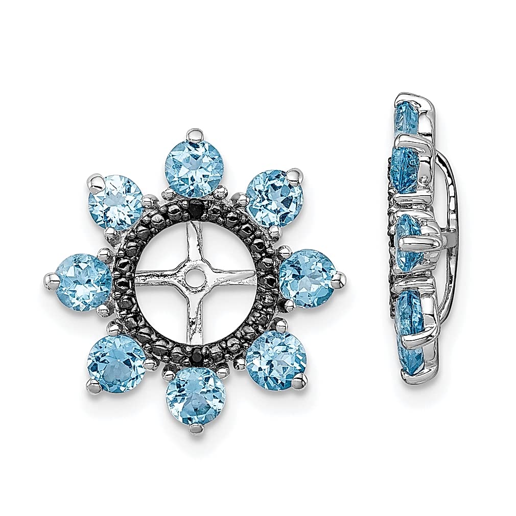 925 Sterling Silver Swiss Blue Topaz & Black Sapphire Ring - December Birthstone Jewelry for Women | Elegant Gift for Her, Perfect for Anniversaries, Birthdays & Special Occasions