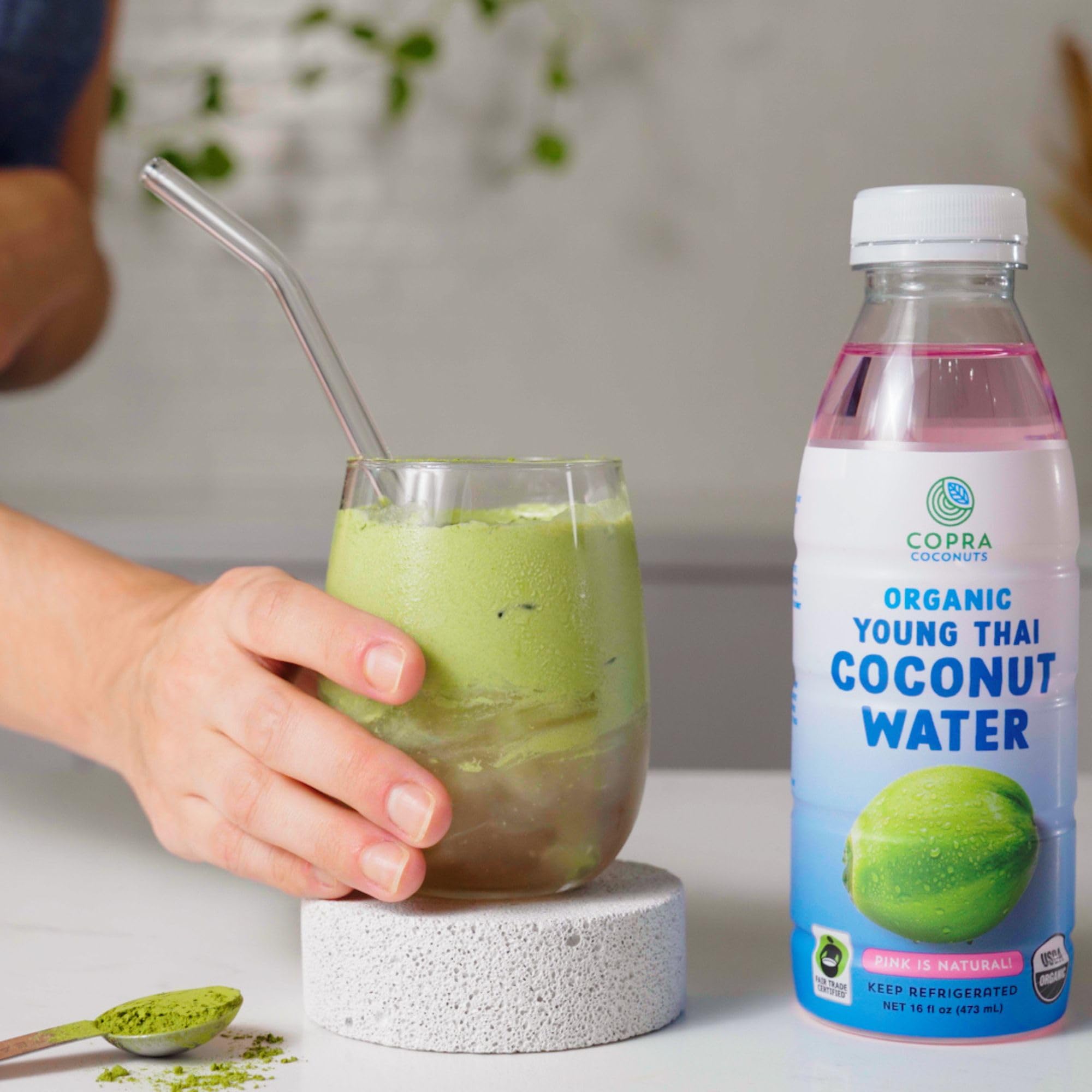 Organic Frozen Young Thai Coconut Water - 100% Pure, Vegan, Non-GMO, Gluten-Free | Case of 6 x 16oz Bottles | Perfect for Hydration, Smoothies & Post-Workout Recovery